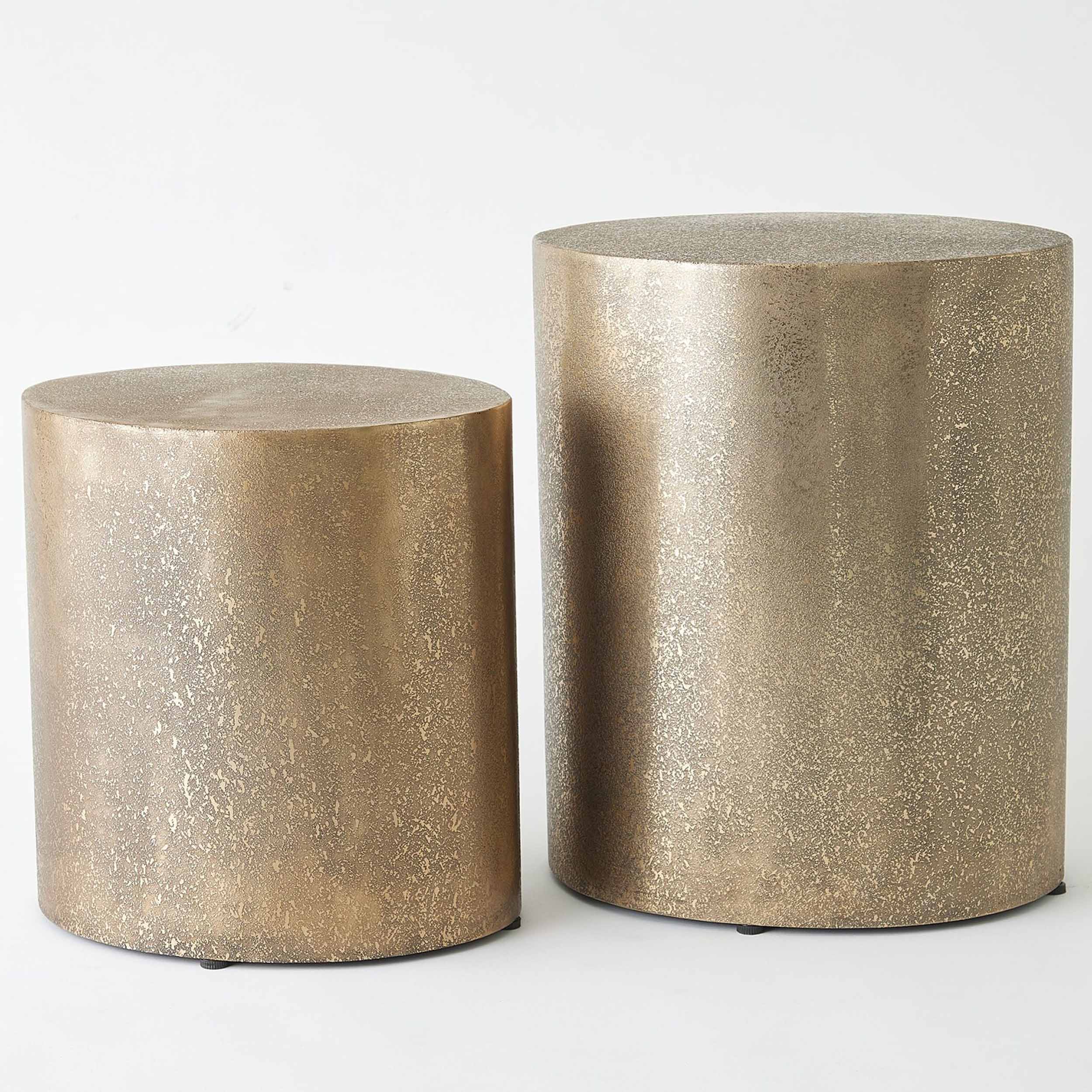 Texture Drum Table, Antique Brass - Image 2