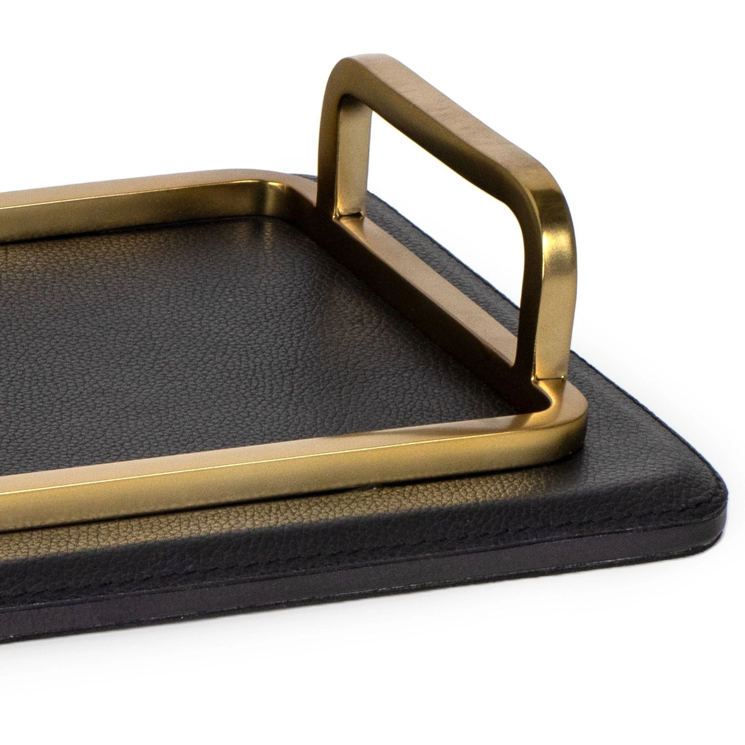 Greyson Leather Rectangle Tray, Natural Brass - Image 5