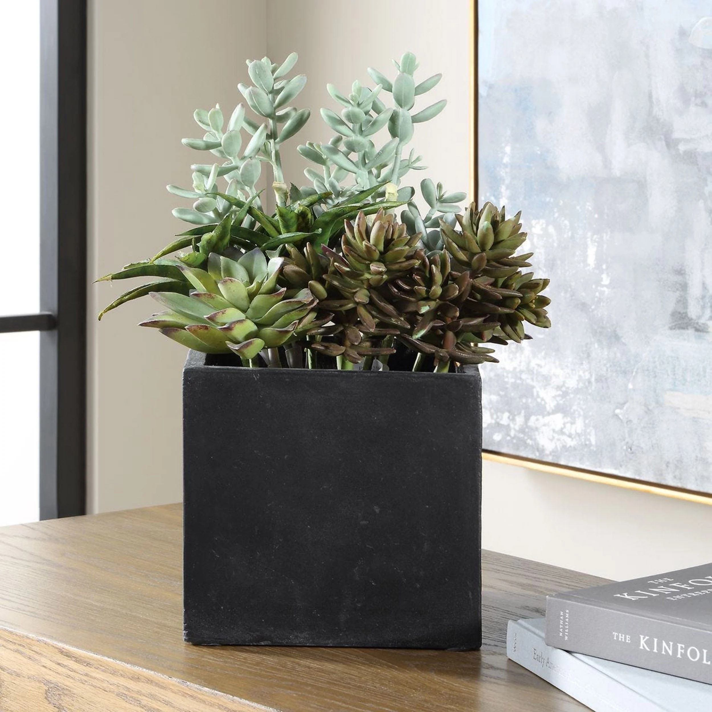 Greystone Outdoor Succulent, Matte Black - Image 5