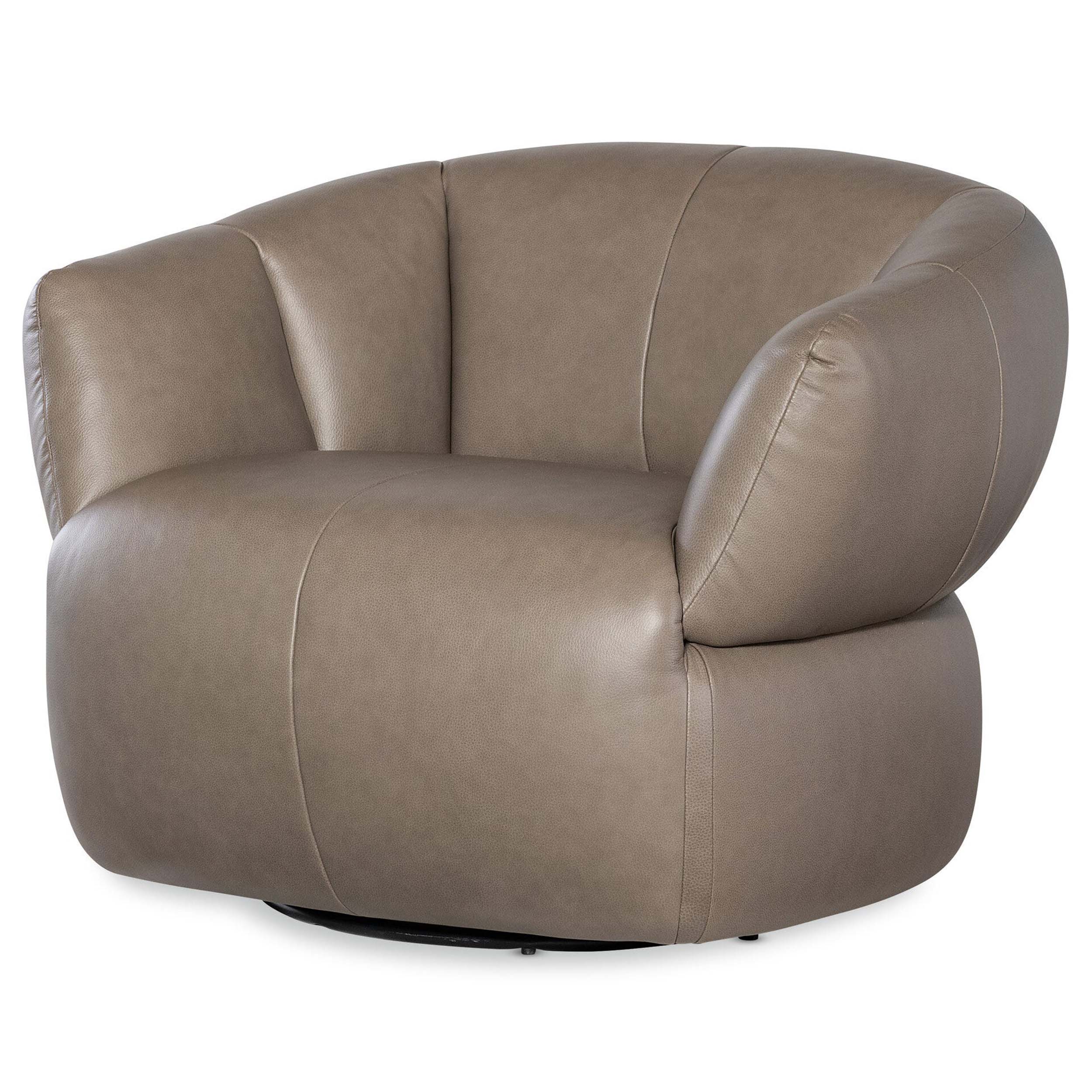 Aria Leather Swivel Chair, Texas Mushroom