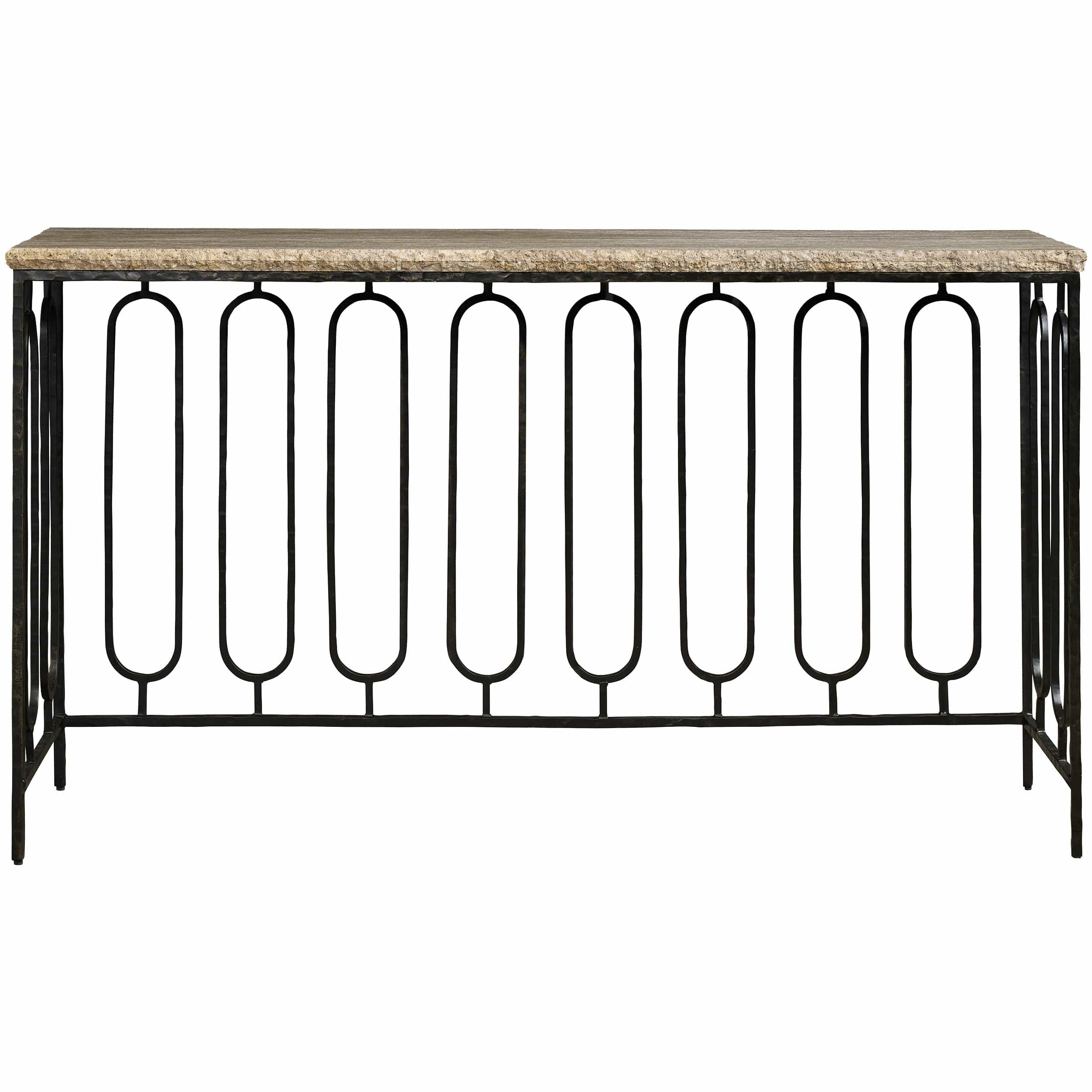 Griffith Park Console Table, Gray Travertine