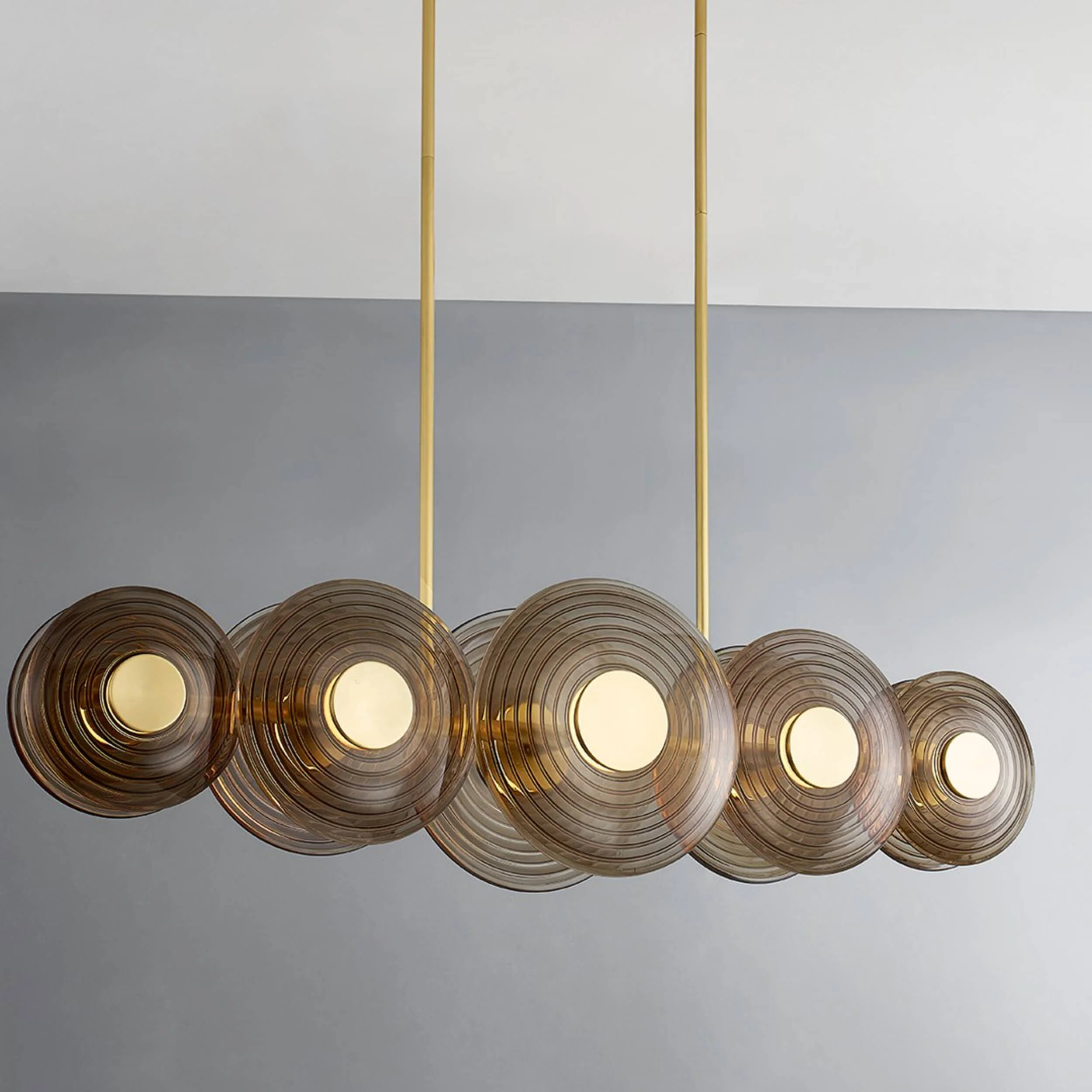 Griston 10 Light Linear Chandelier, Aged Brass - Image 2
