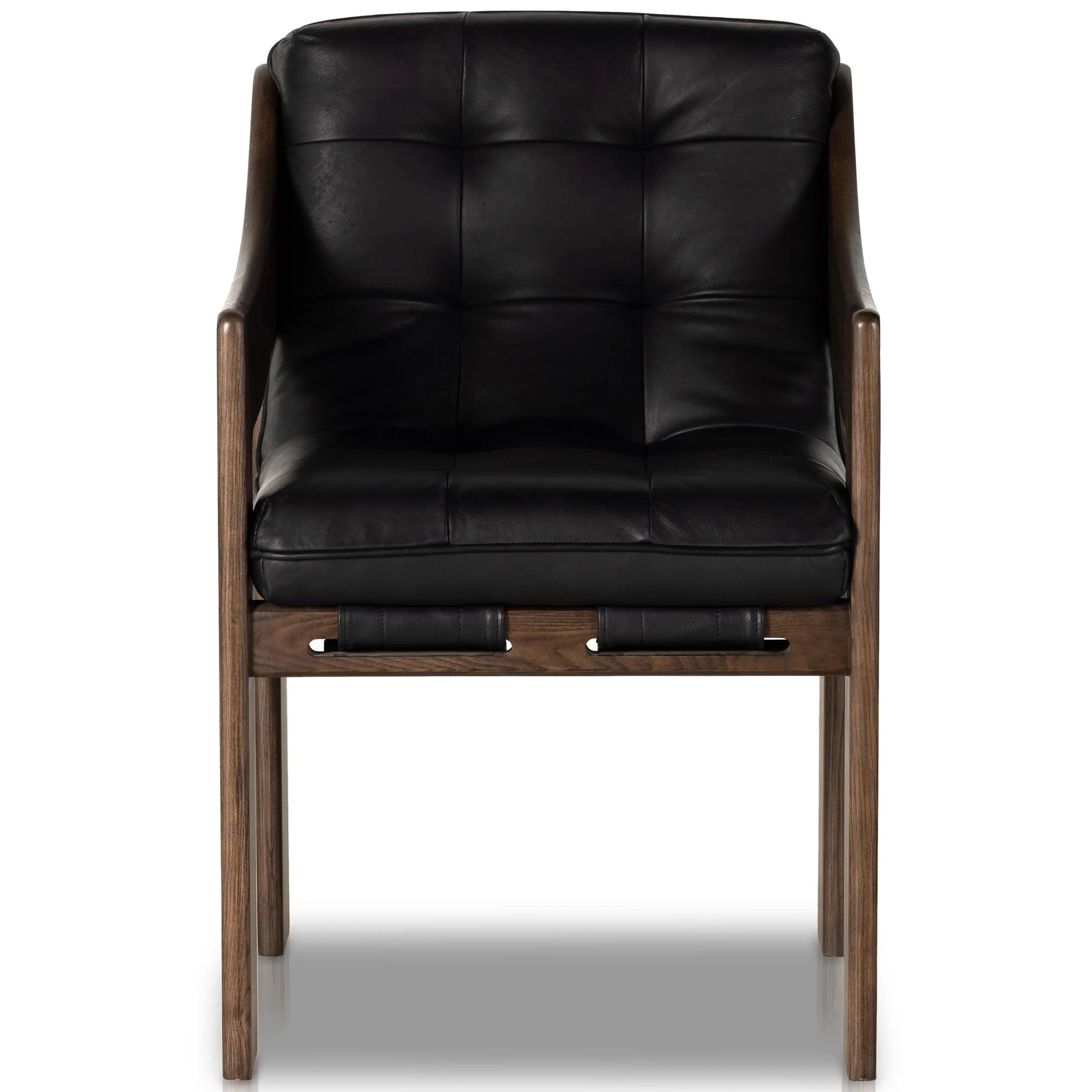 Halston Leather Arm Chair, Heirloom Black by Four Hands - Image 2
