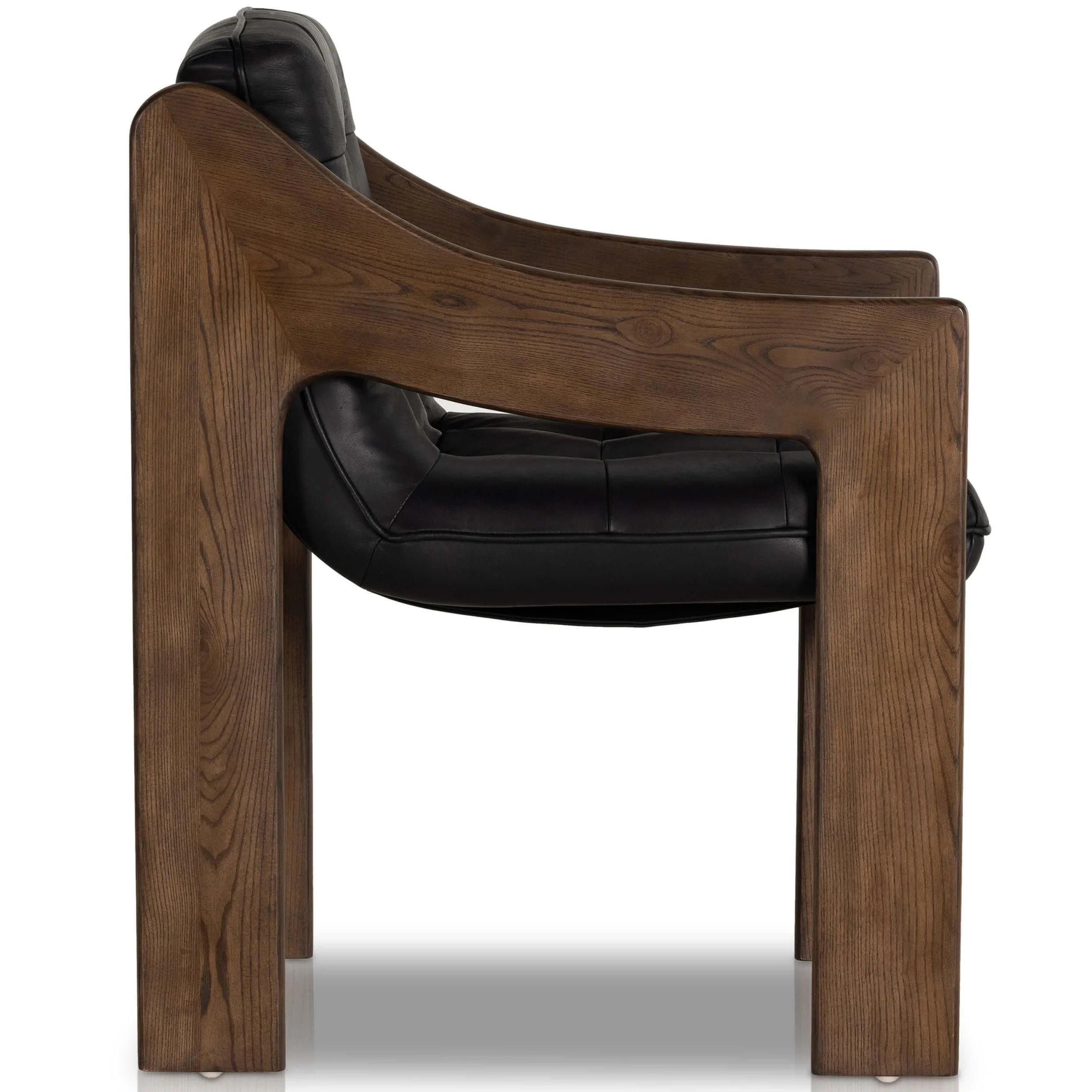 Halston Leather Arm Chair, Heirloom Black by Four Hands - Image 3