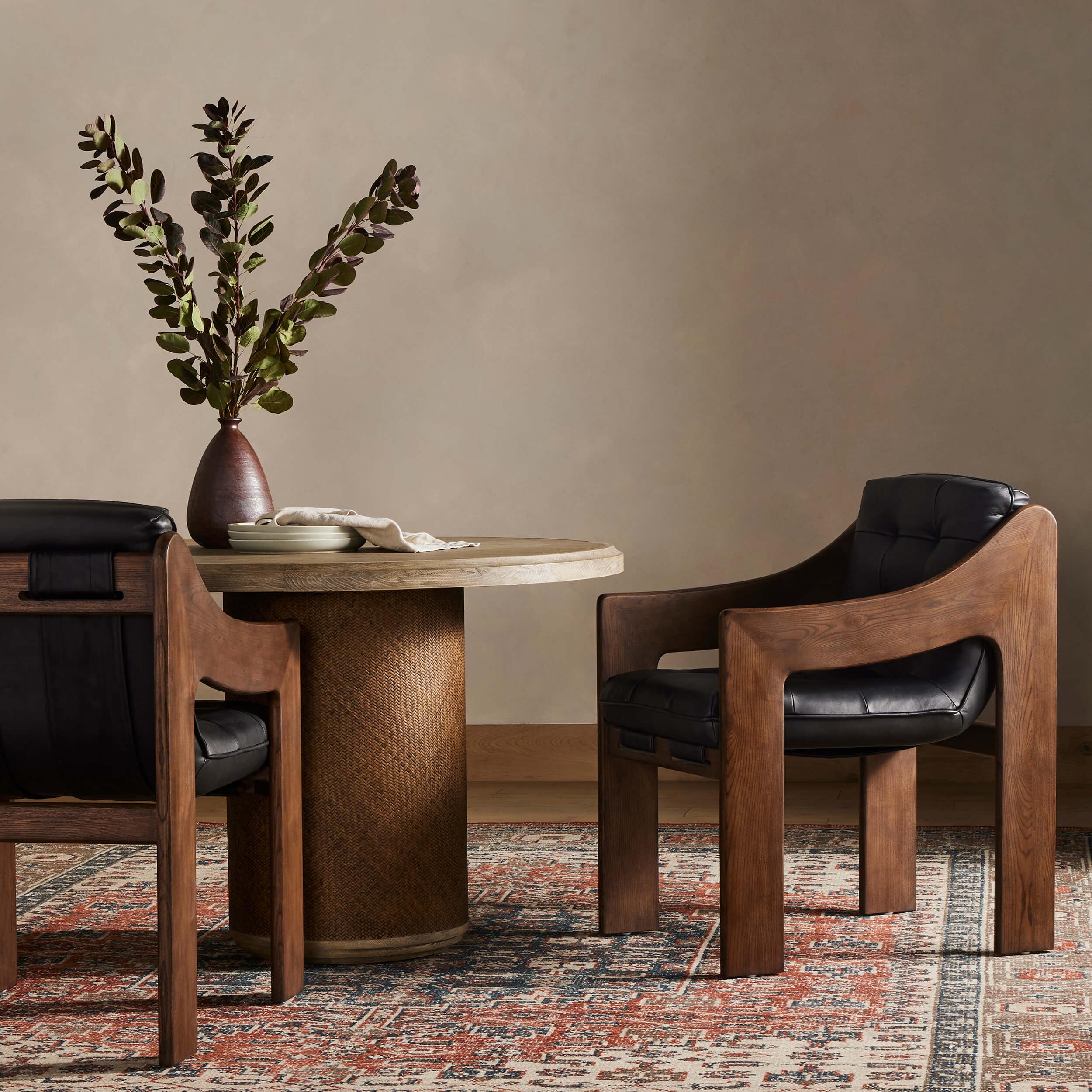 Halston Leather Arm Chair, Heirloom Black by Four Hands - Image 5