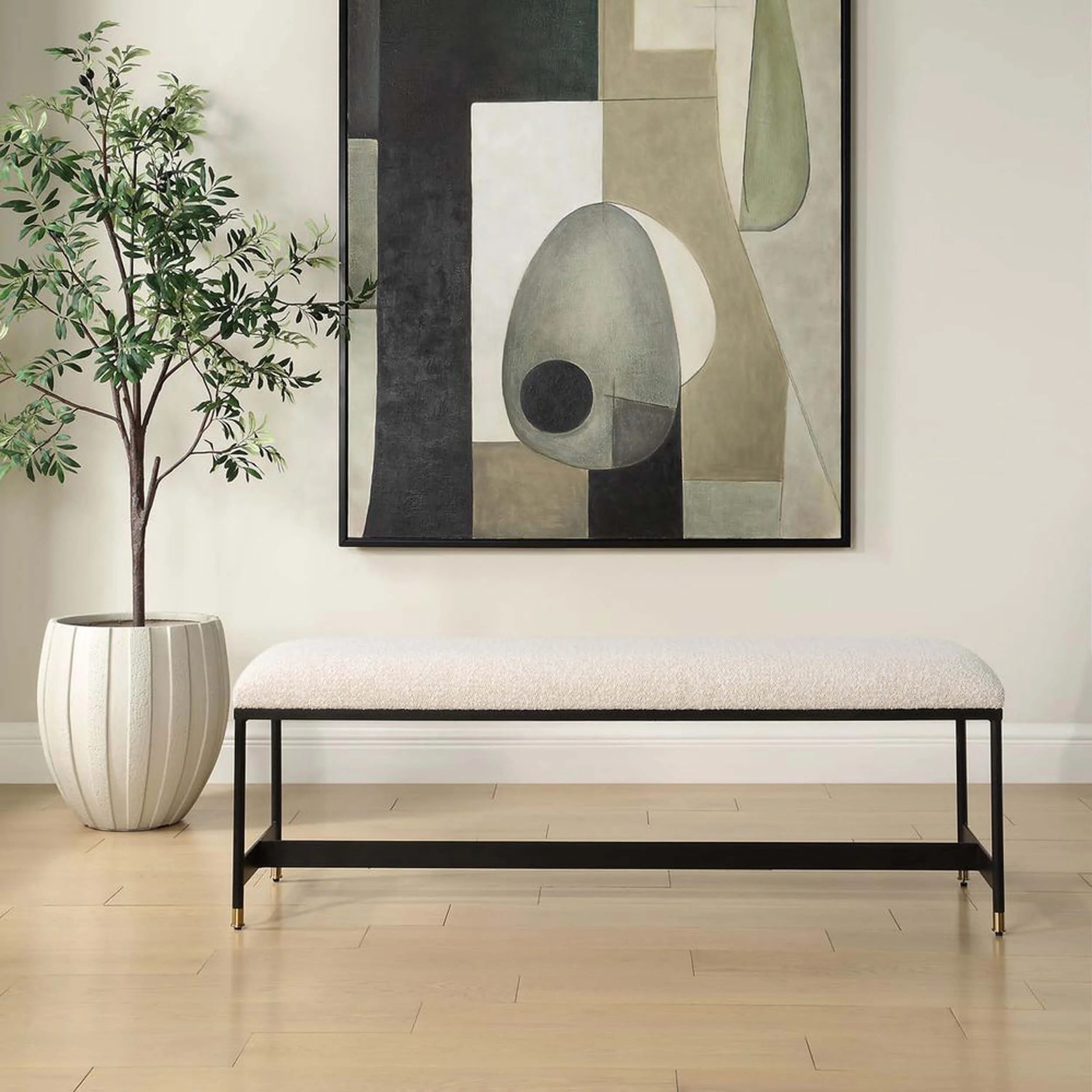 Halston Bench, Off-White - Image 5