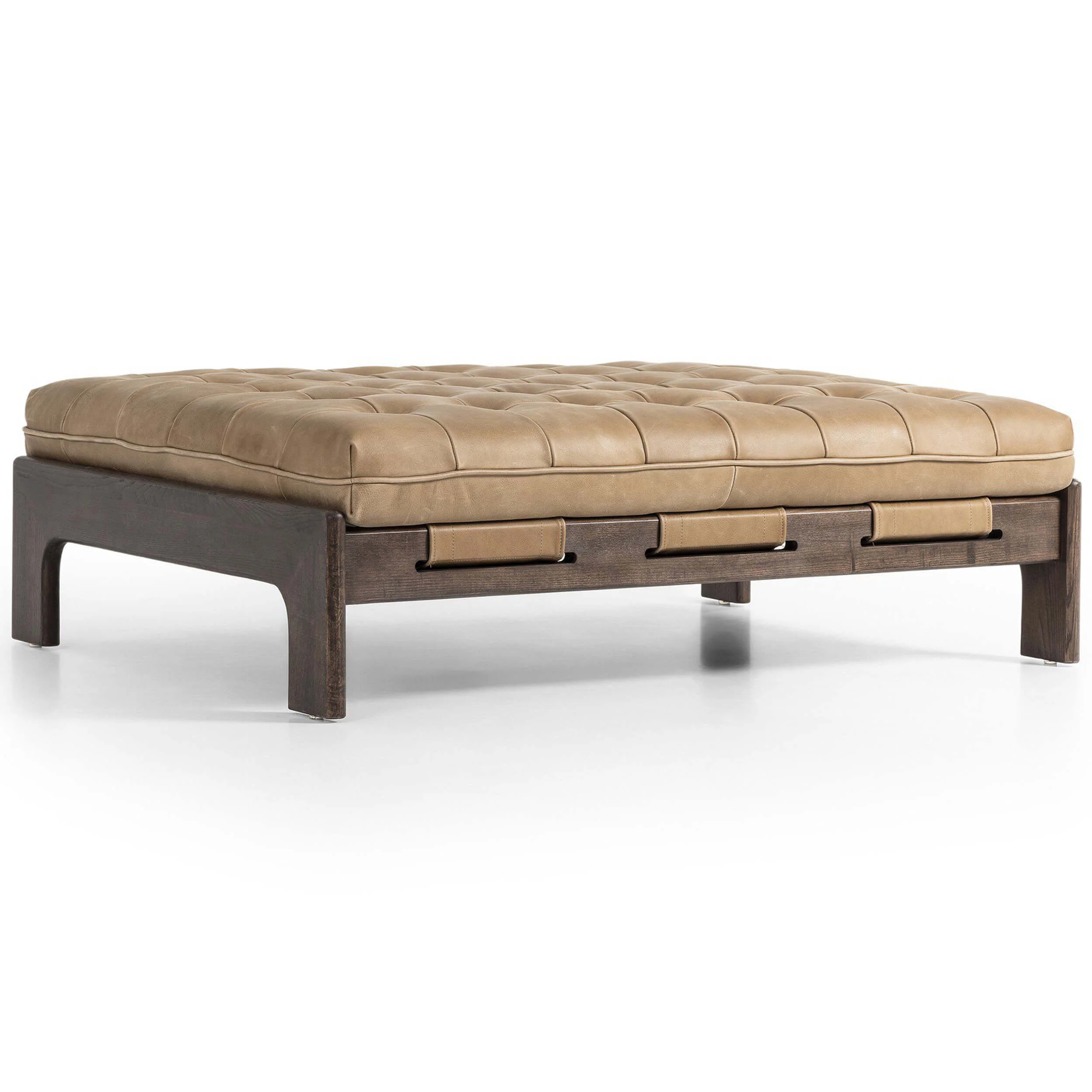 Halston Leather Cocktail Ottoman, Palermo Drift by Four Hands