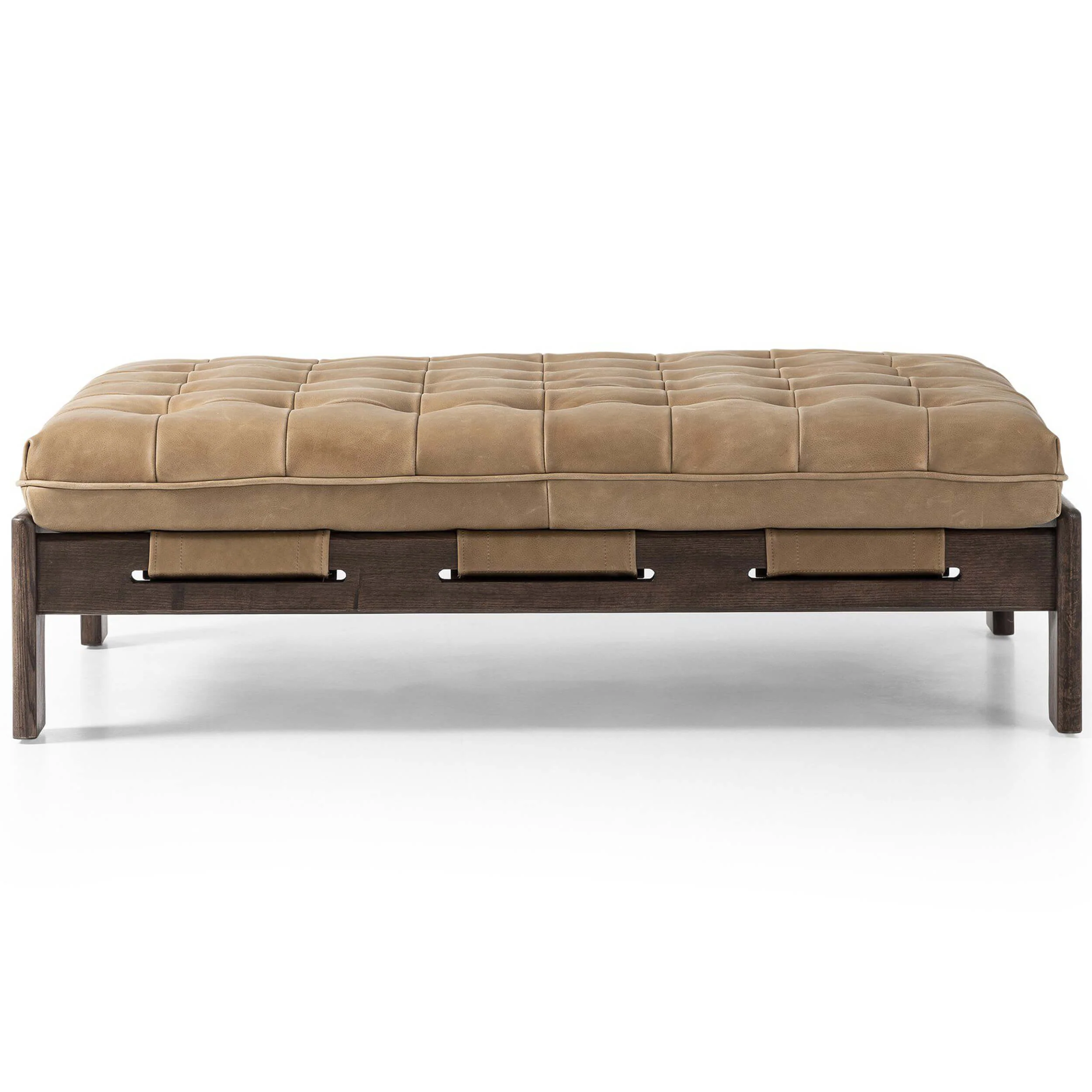 Halston Leather Cocktail Ottoman, Palermo Drift by Four Hands - Image 2