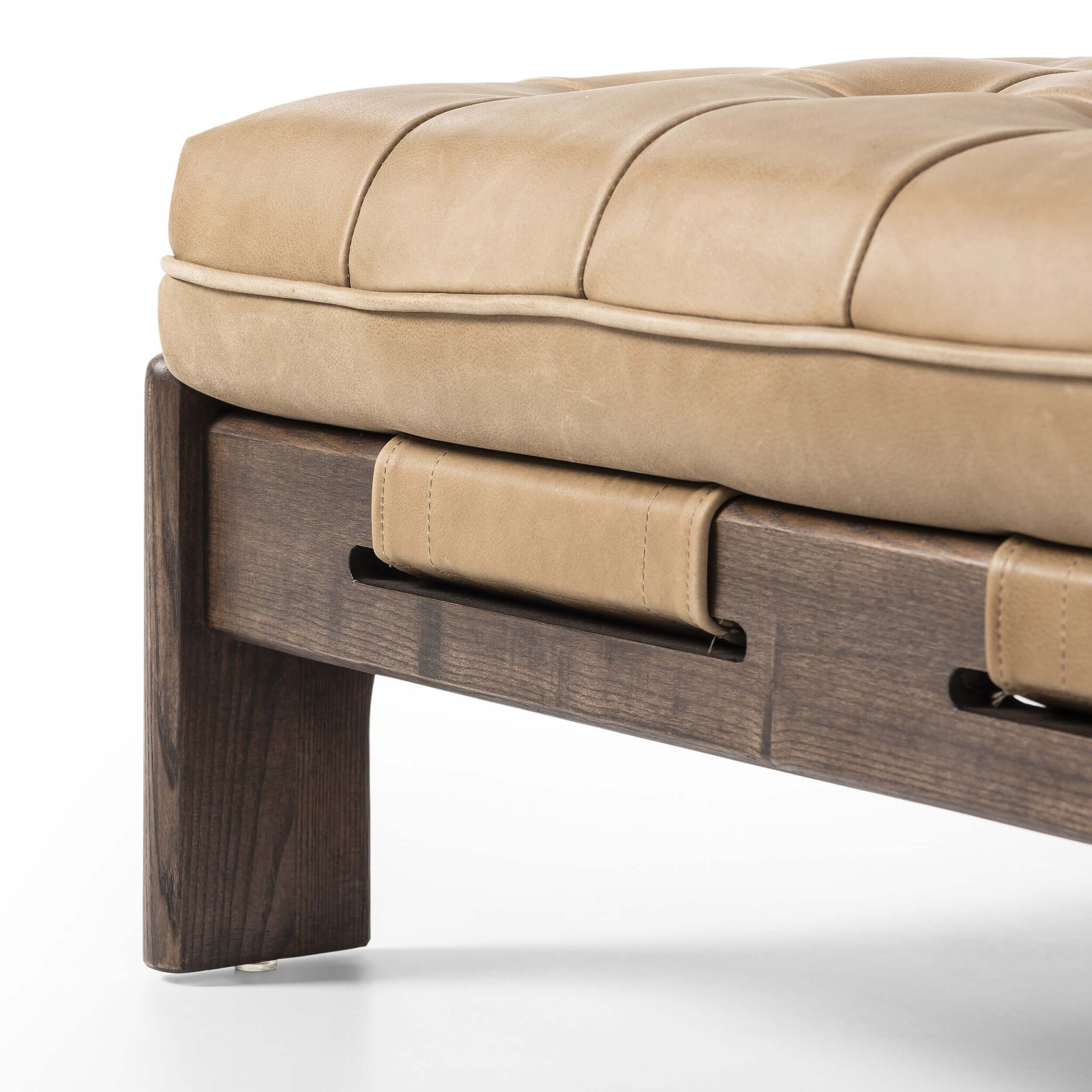 Halston Leather Cocktail Ottoman, Palermo Drift by Four Hands - Image 5