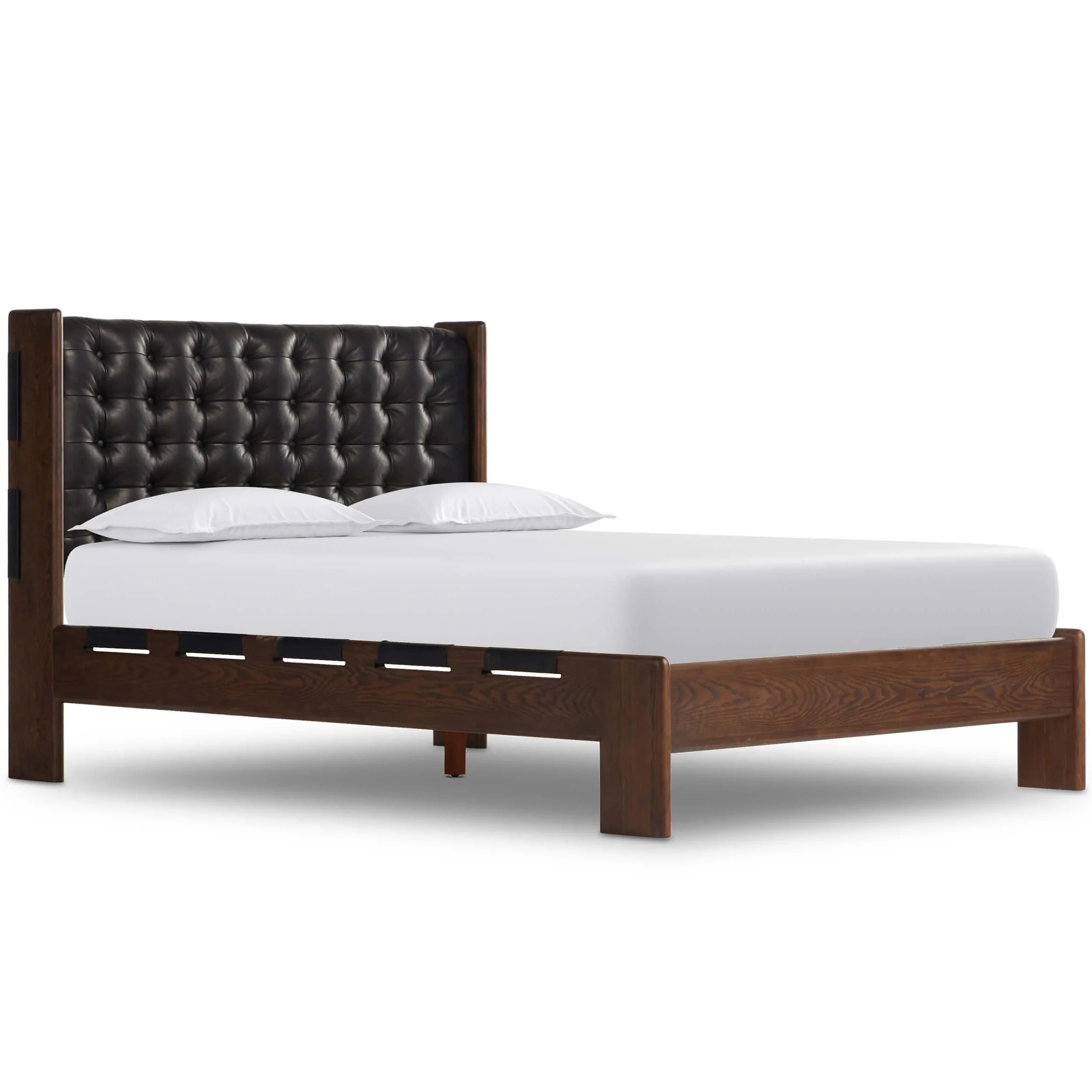 Halston Leather Bed, Heirloom Black by Four Hands