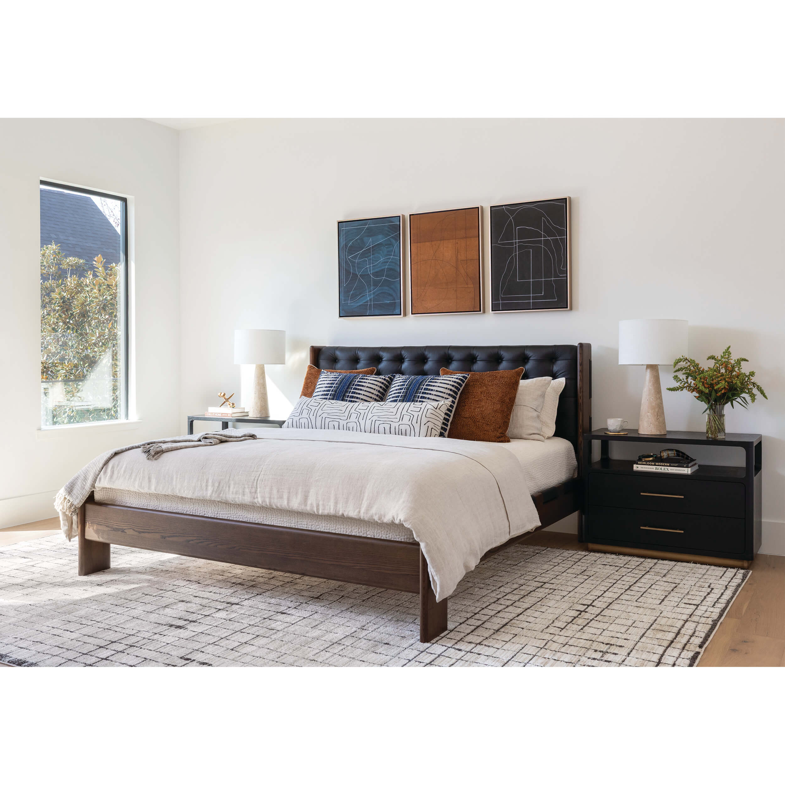 Halston Leather Bed, Heirloom Black by Four Hands - Image 7