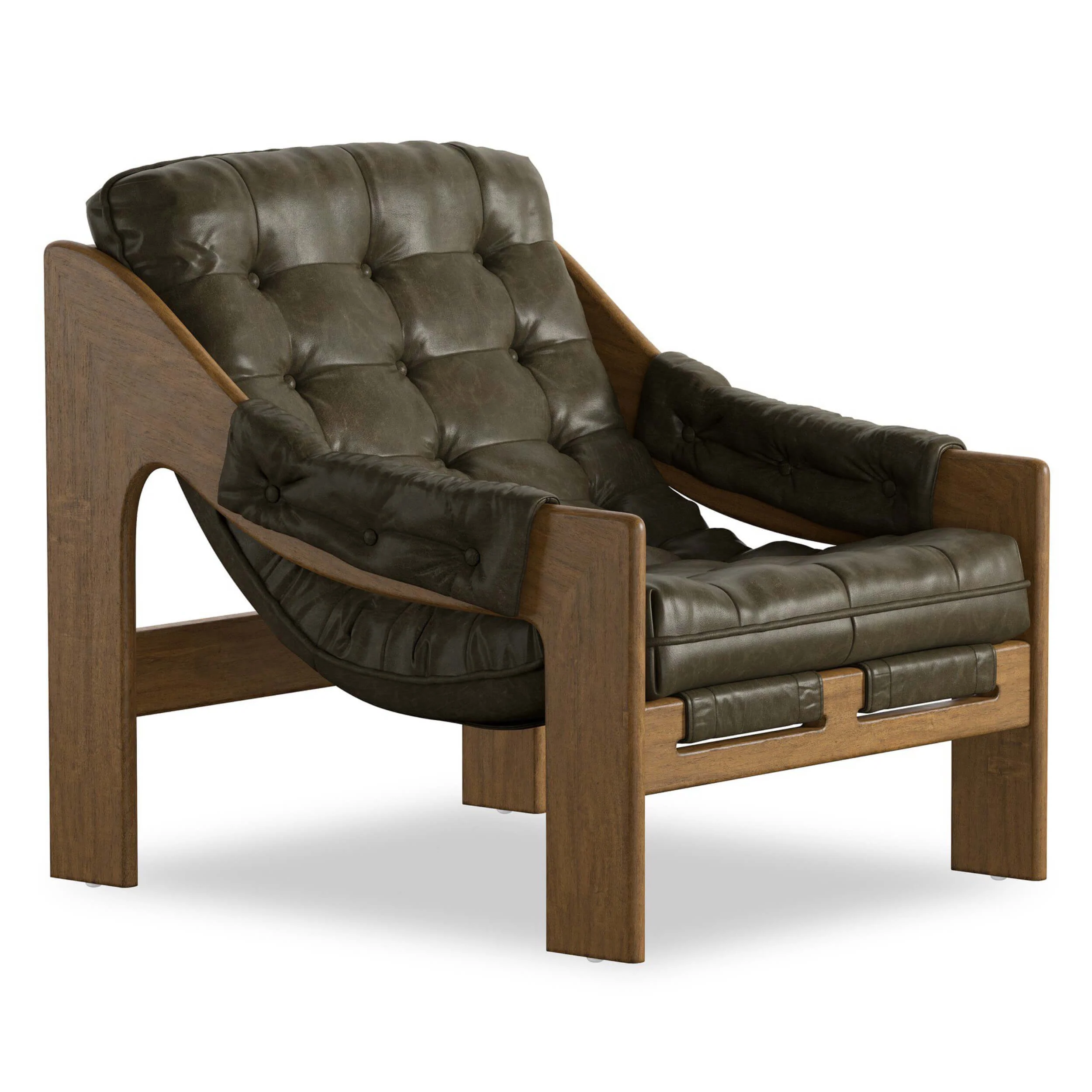 Halston Leather Chair, Dulane Moss by Four Hands