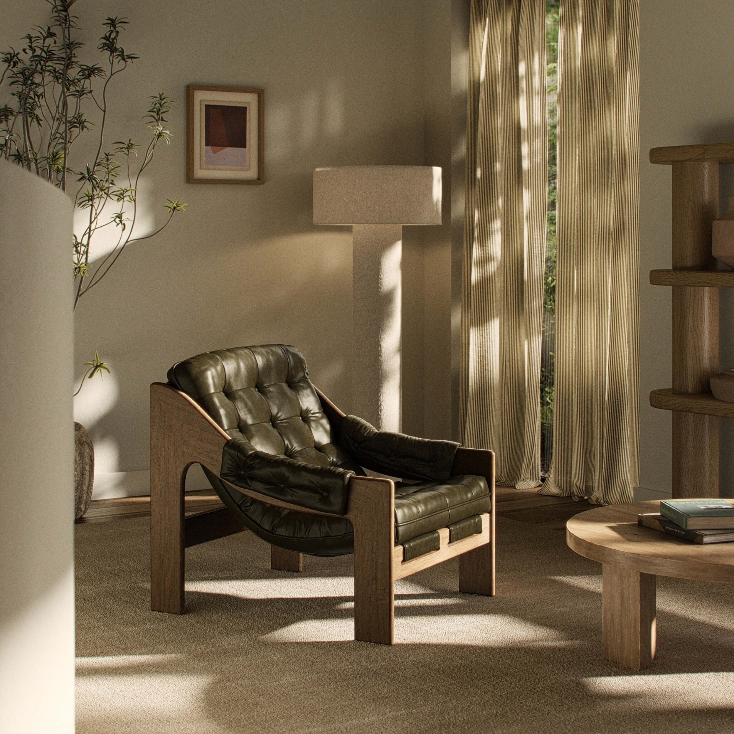 Halston Leather Chair, Dulane Moss by Four Hands - Image 6