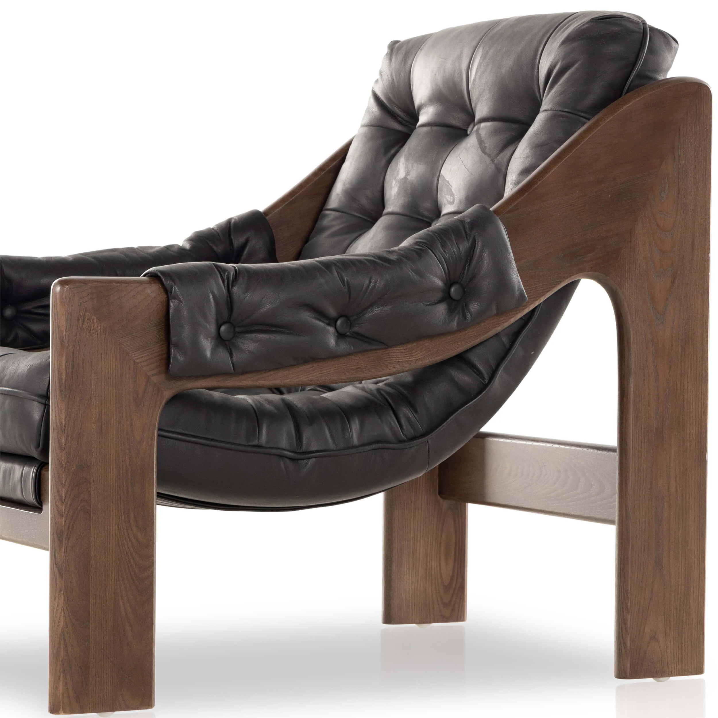 Halston Leather Chair, Heirloom Black by Four Hands - Image 4