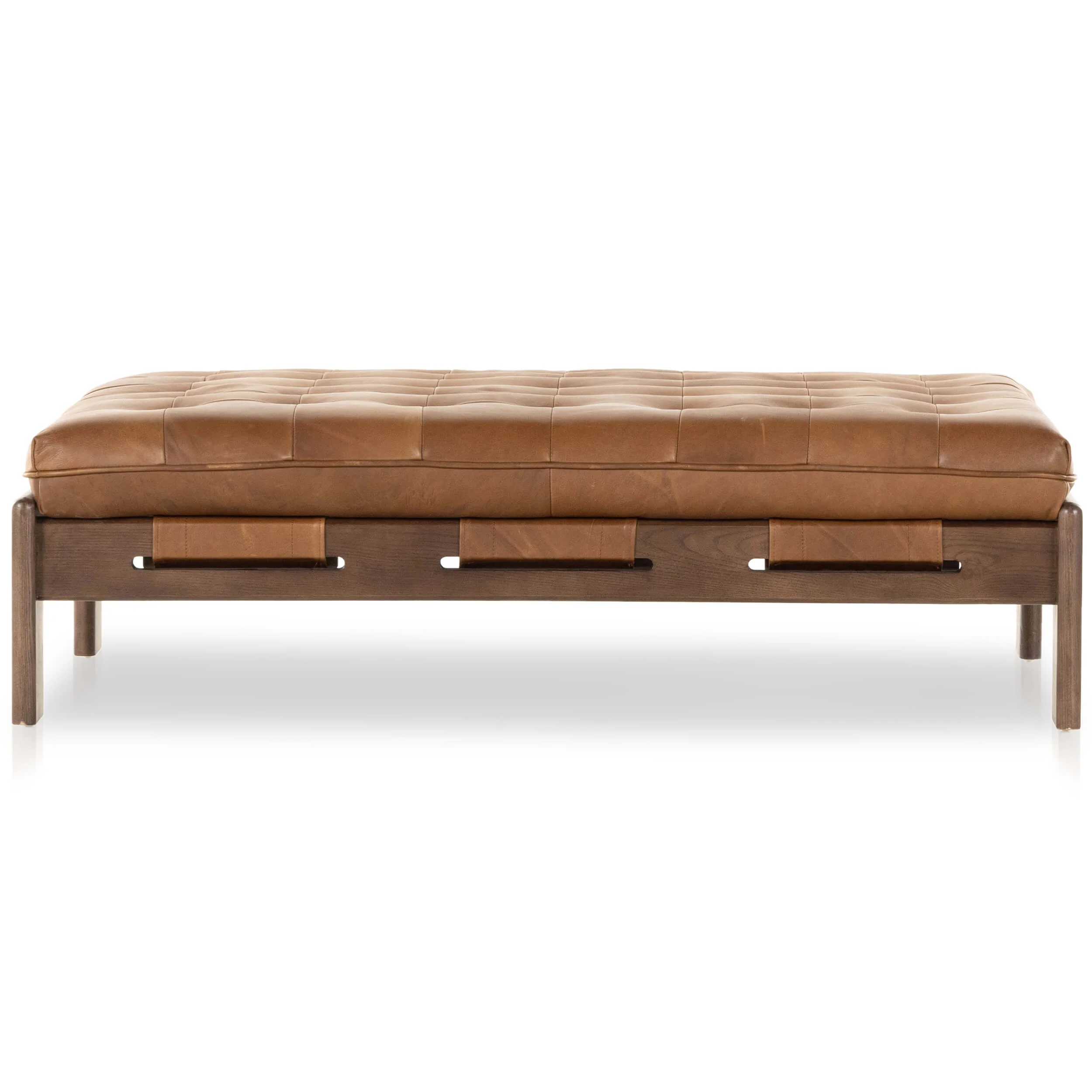Halston Leather Cocktail Ottoman, Heirloom Sienna by Four Hands - Image 3