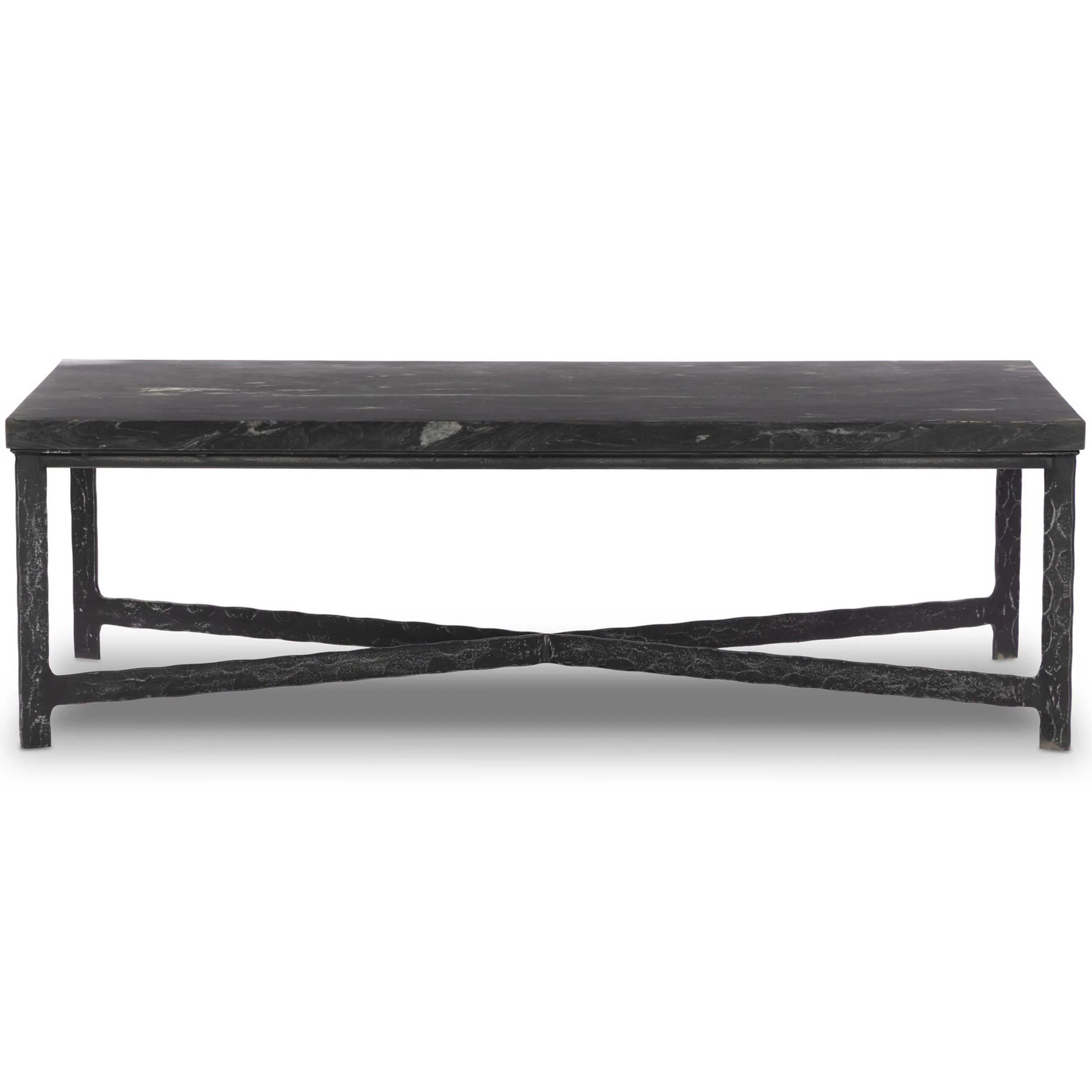 Hammered Iron Coffee Table, Charcoal Marble/Hammered Black by Four Hands - Image 2