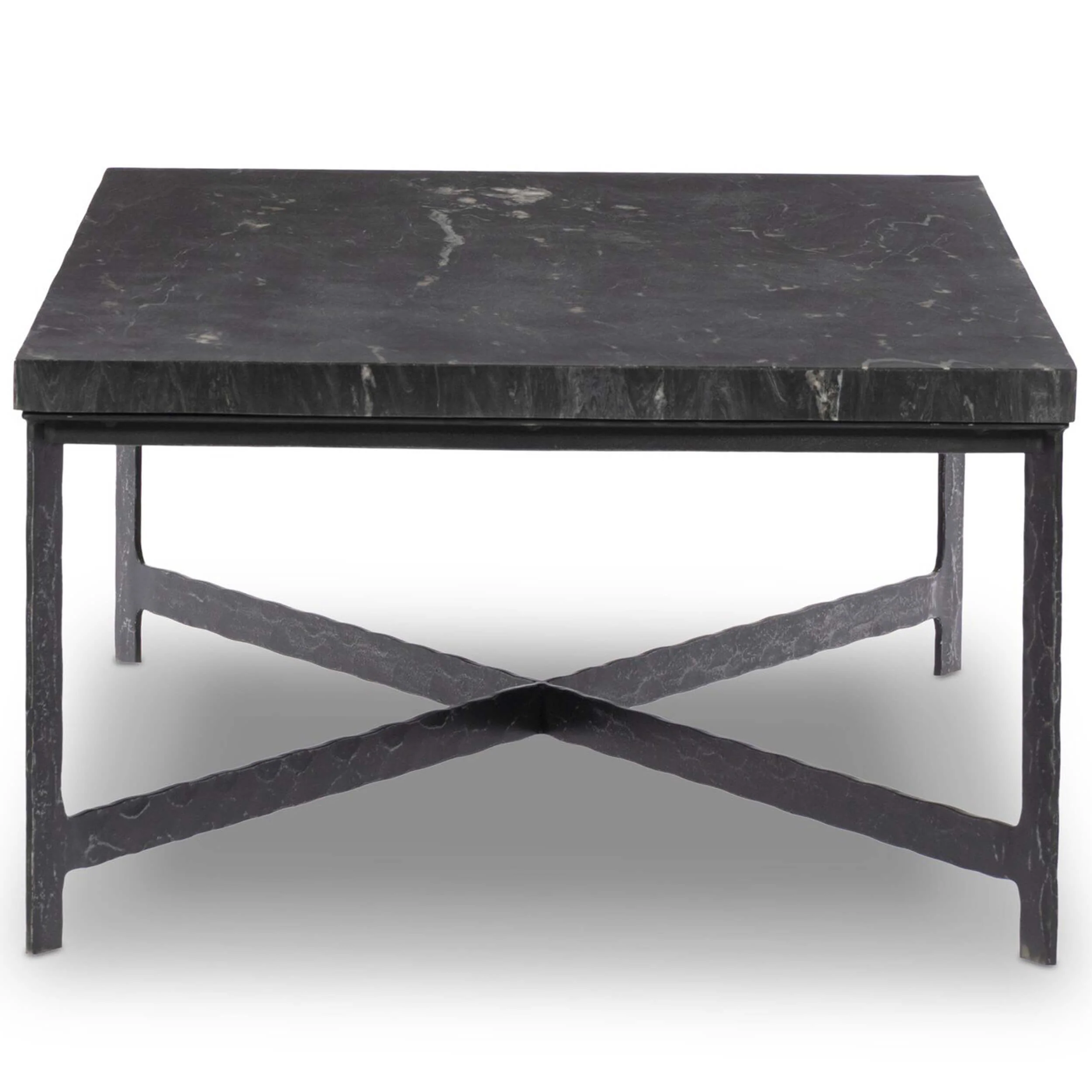 Hammered Iron Coffee Table, Charcoal Marble/Hammered Black by Four Hands - Image 3