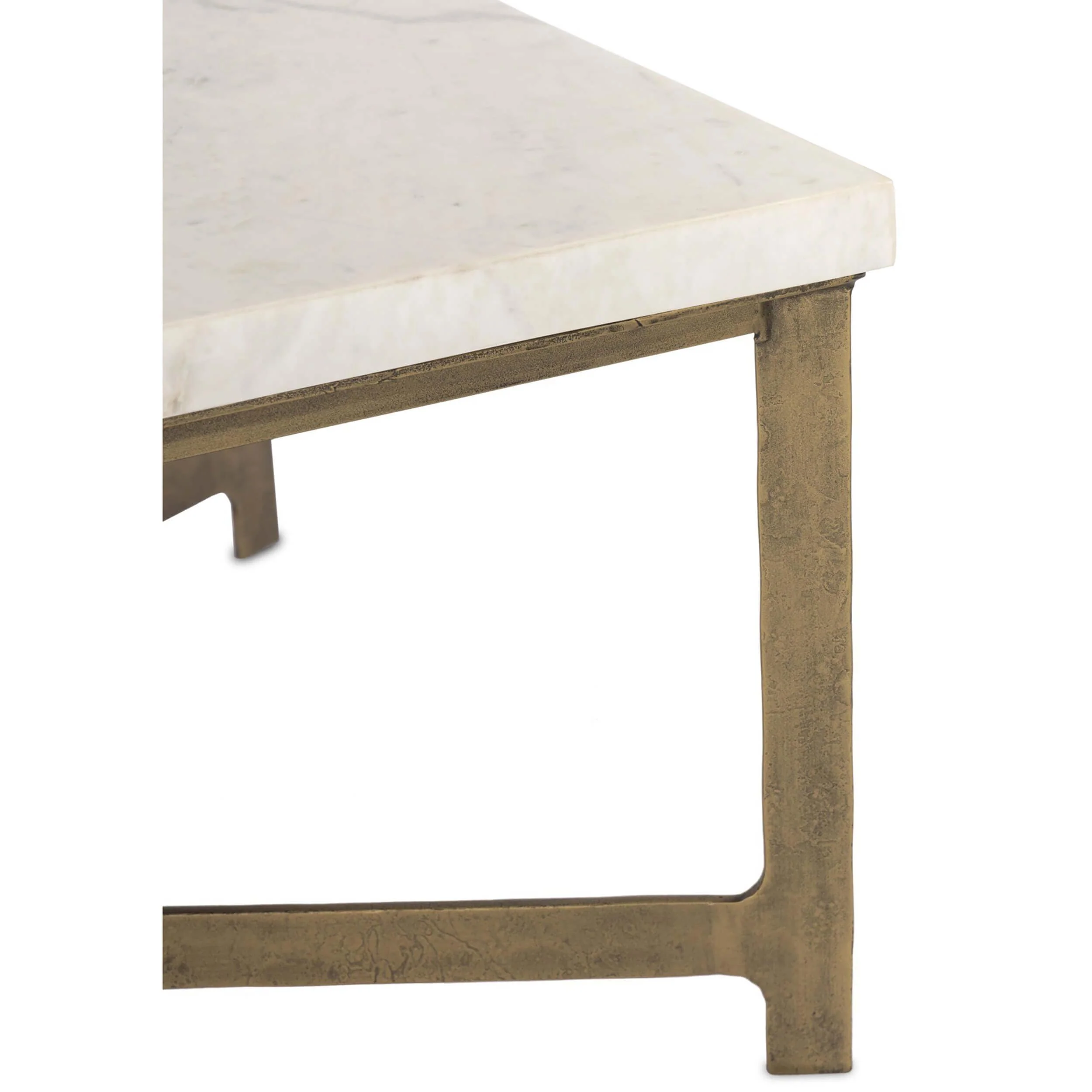 Hammered Iron Coffee Table, White Marble/Hammered Antique Brass by Four Hands - Image 5