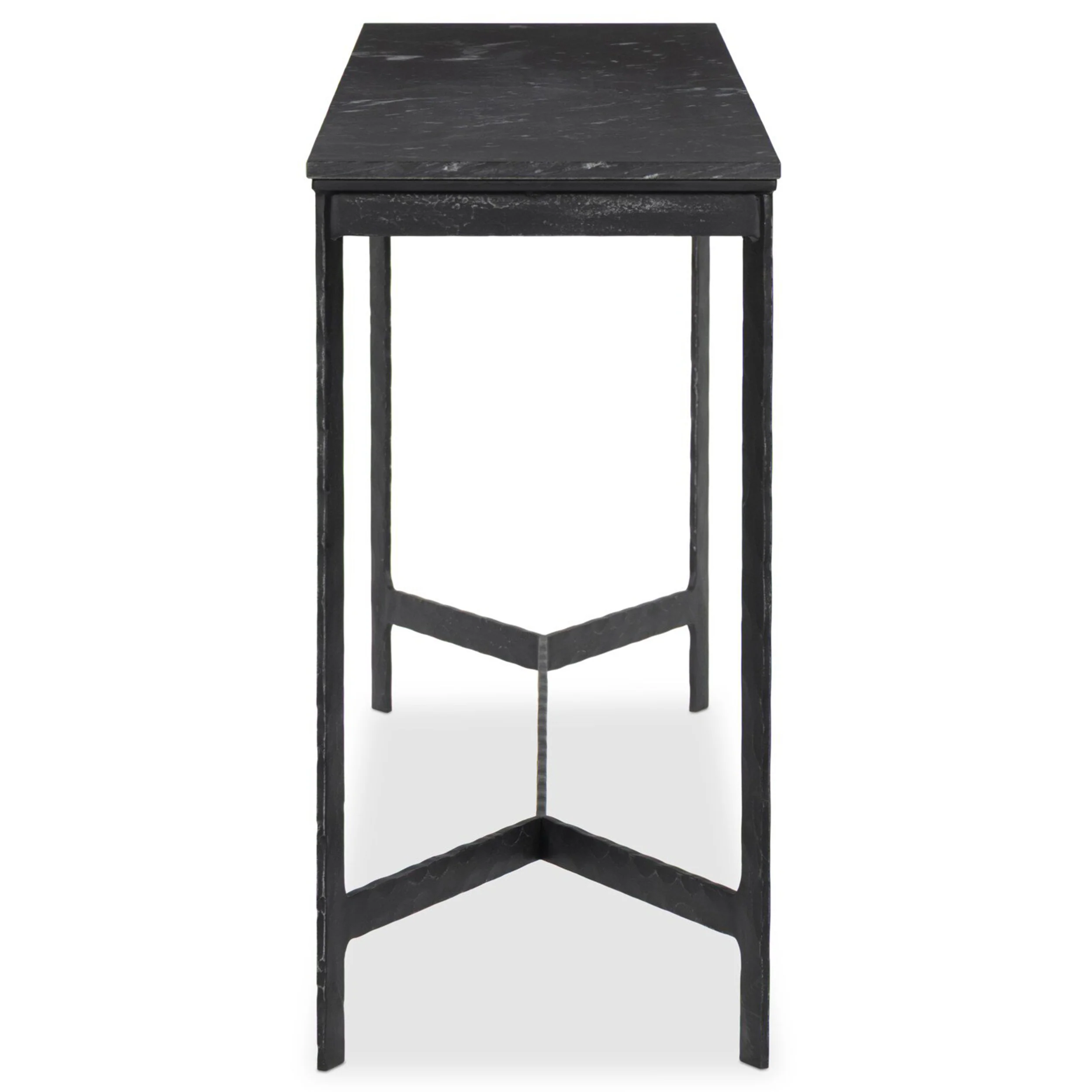 Hammered Iron Console Table, Charcoal Marble/Black by Four Hands - Image 3