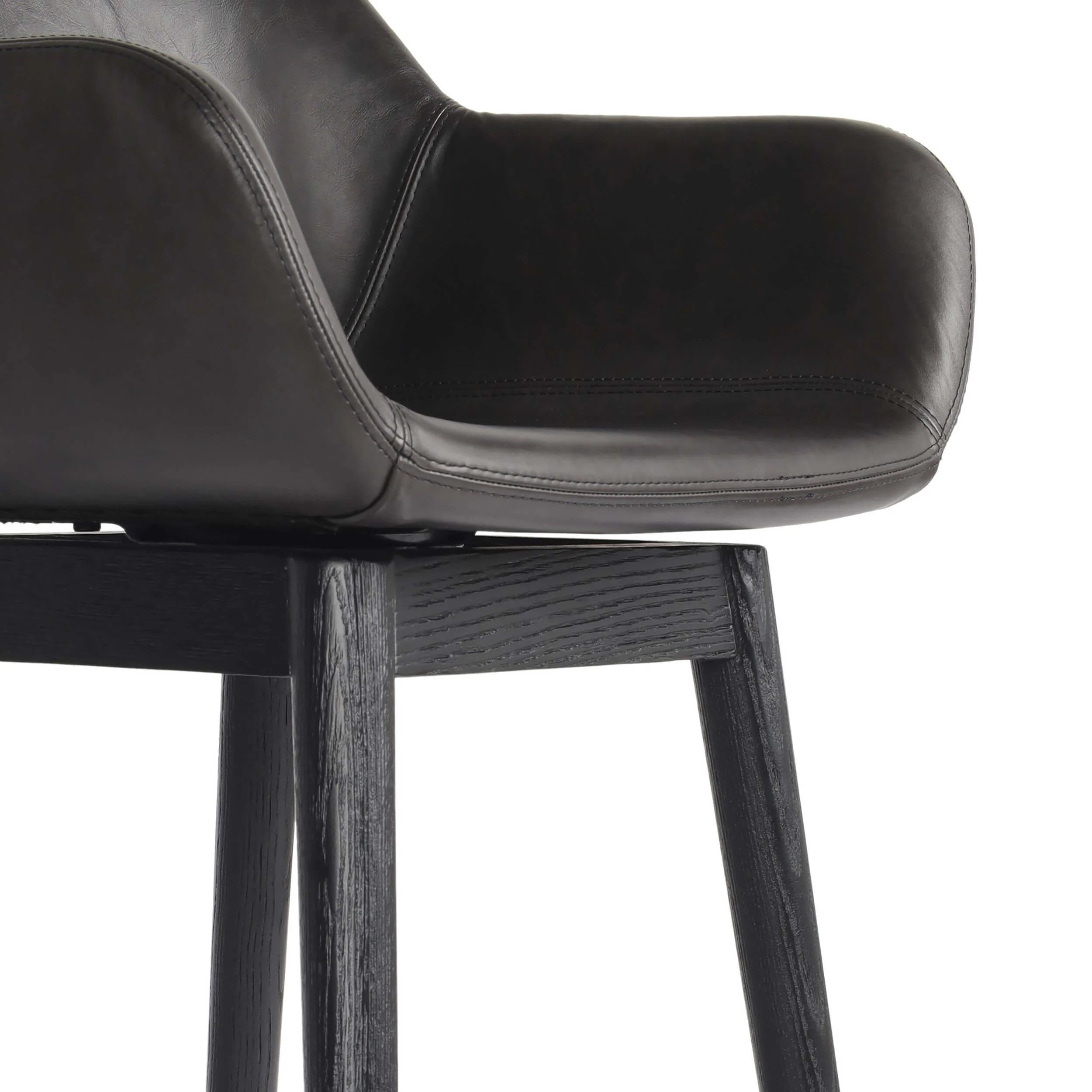 Hannah Leather Swivel Bar & Counter Stool, Sonoma Black by Four Hands - Image 10