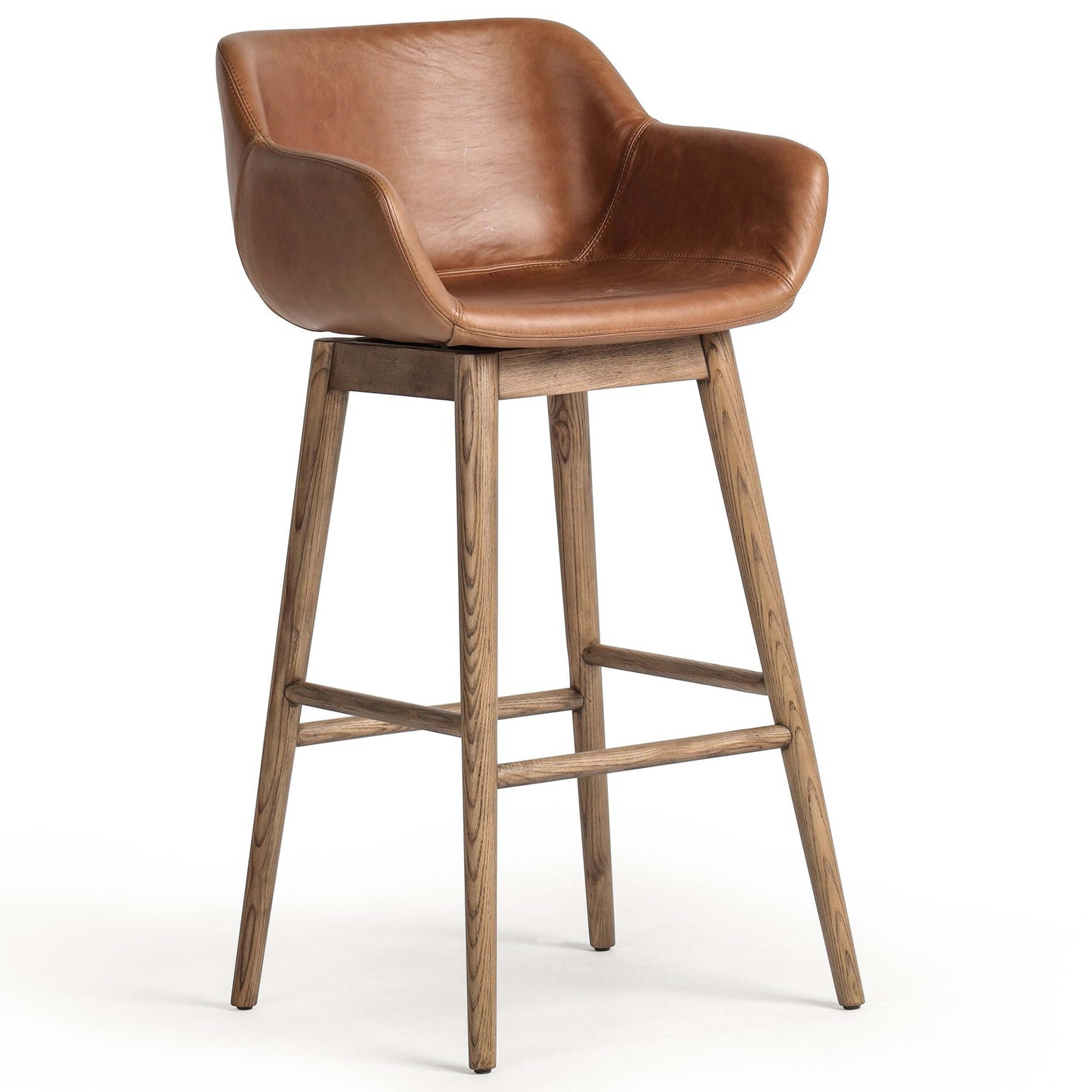 Hannah Leather Swivel Bar & Counter Stool, Sonoma Chestnut by Four Hands