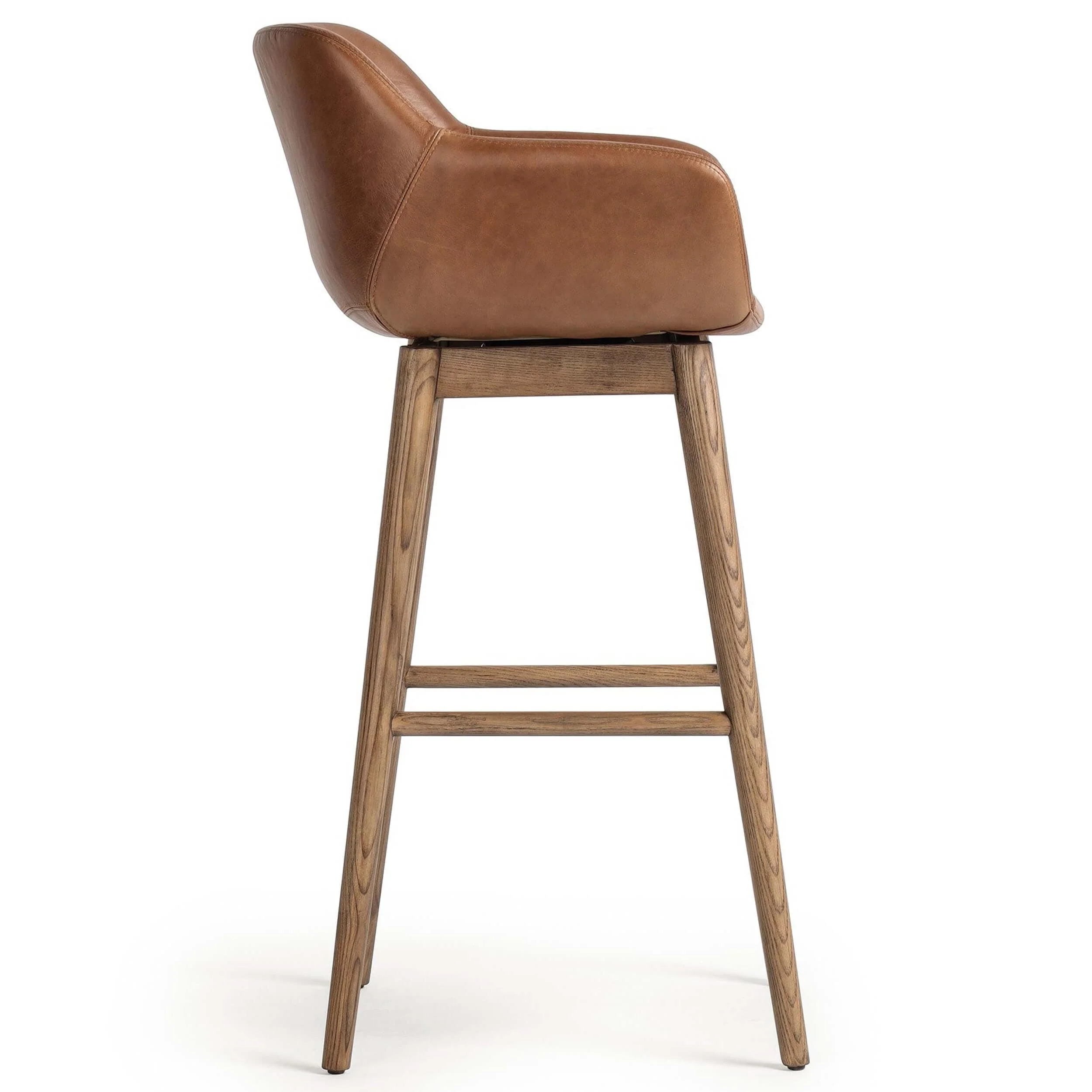 Hannah Leather Swivel Bar & Counter Stool, Sonoma Chestnut by Four Hands - Image 3