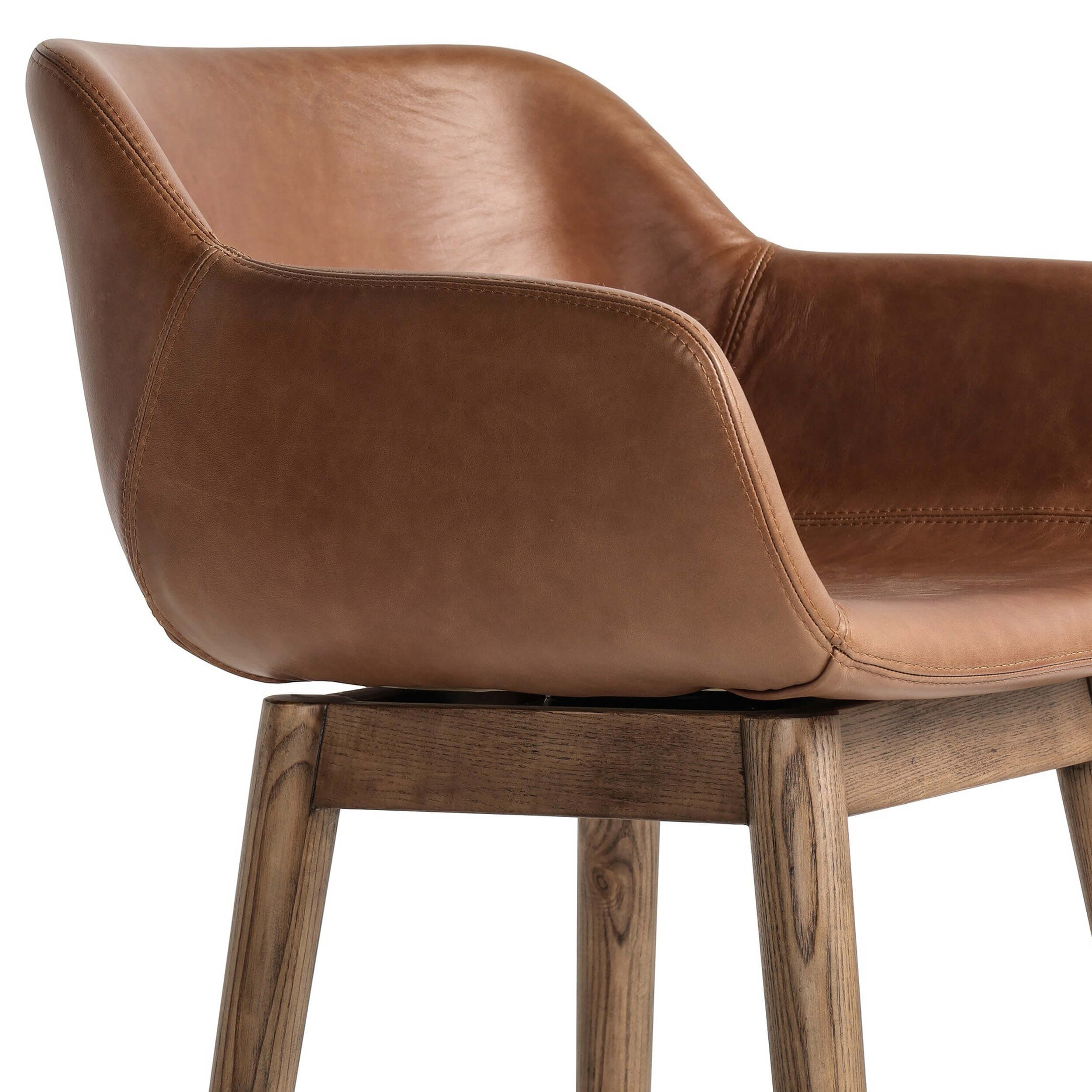 Hannah Leather Swivel Bar & Counter Stool, Sonoma Chestnut by Four Hands - Image 4
