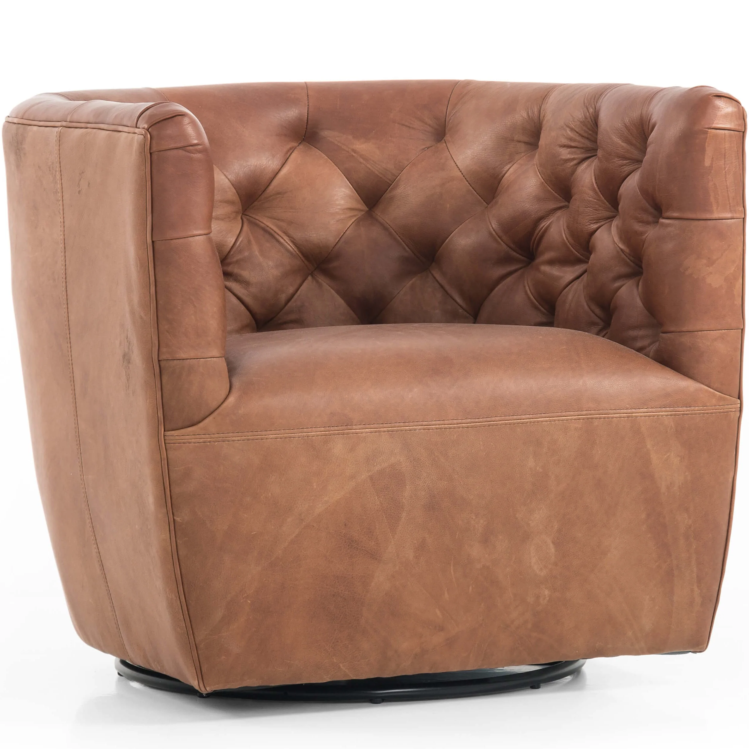 Hanover Leather Swivel Chair, Heirloom Sienna by Four Hands