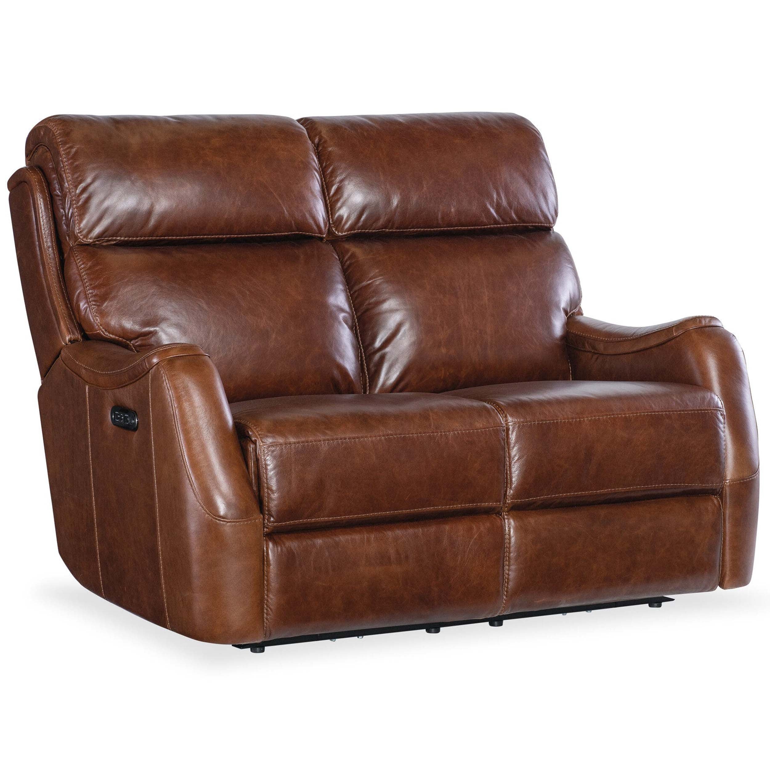 Harlan Leather Zero Gravity Power Loveseat, Carrington Walnut