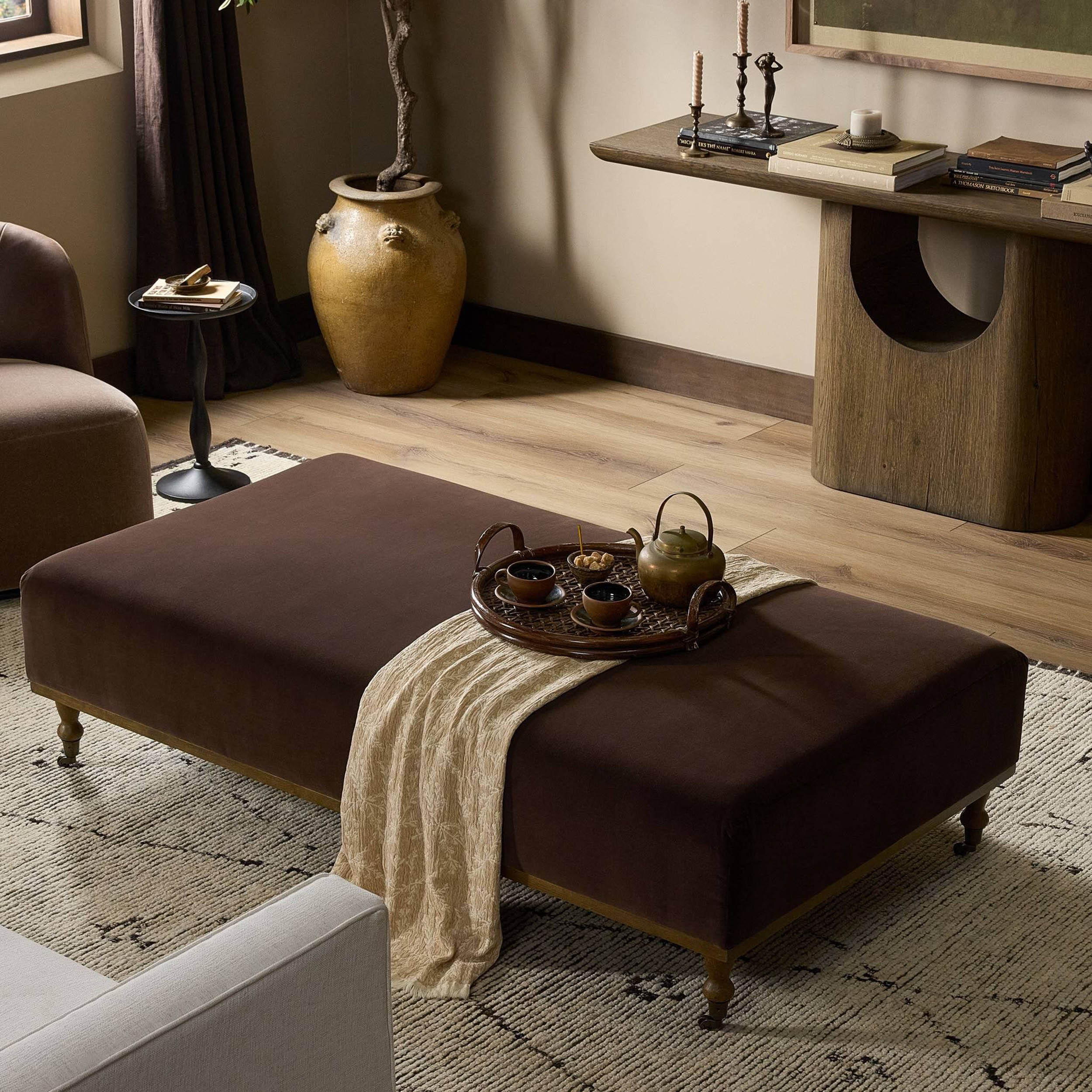 Harlin Cocktail Ottoman, Surrey Cocoa by Four Hands - Image 6