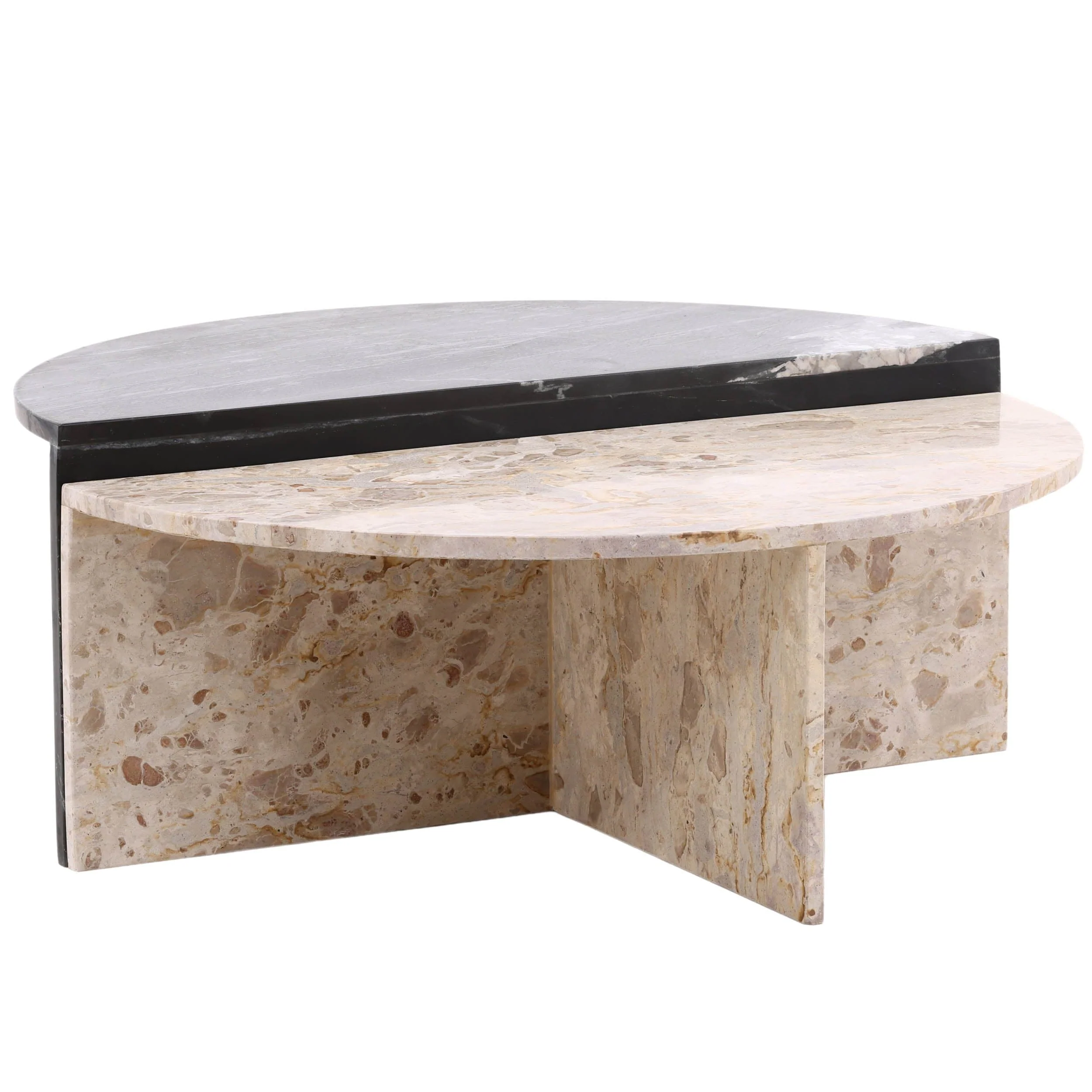 Harrington Coffee Table, Black/Cream, Set of 2