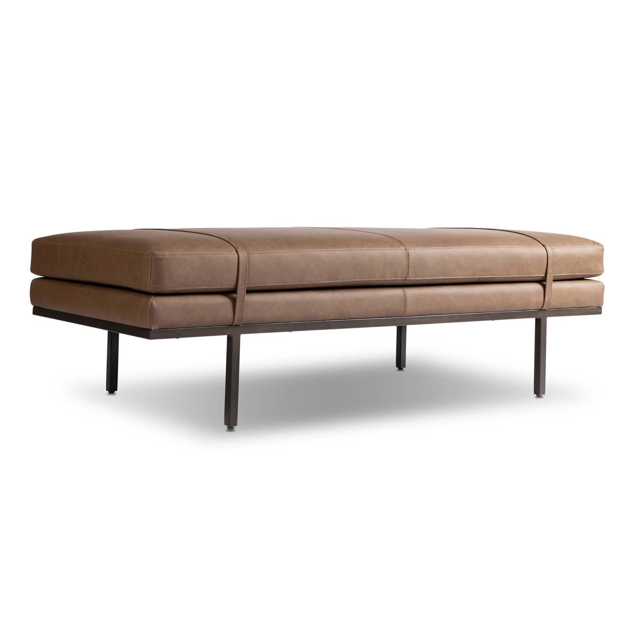 Harris Leather Accent Bench, Maestro Cigar by Four Hands