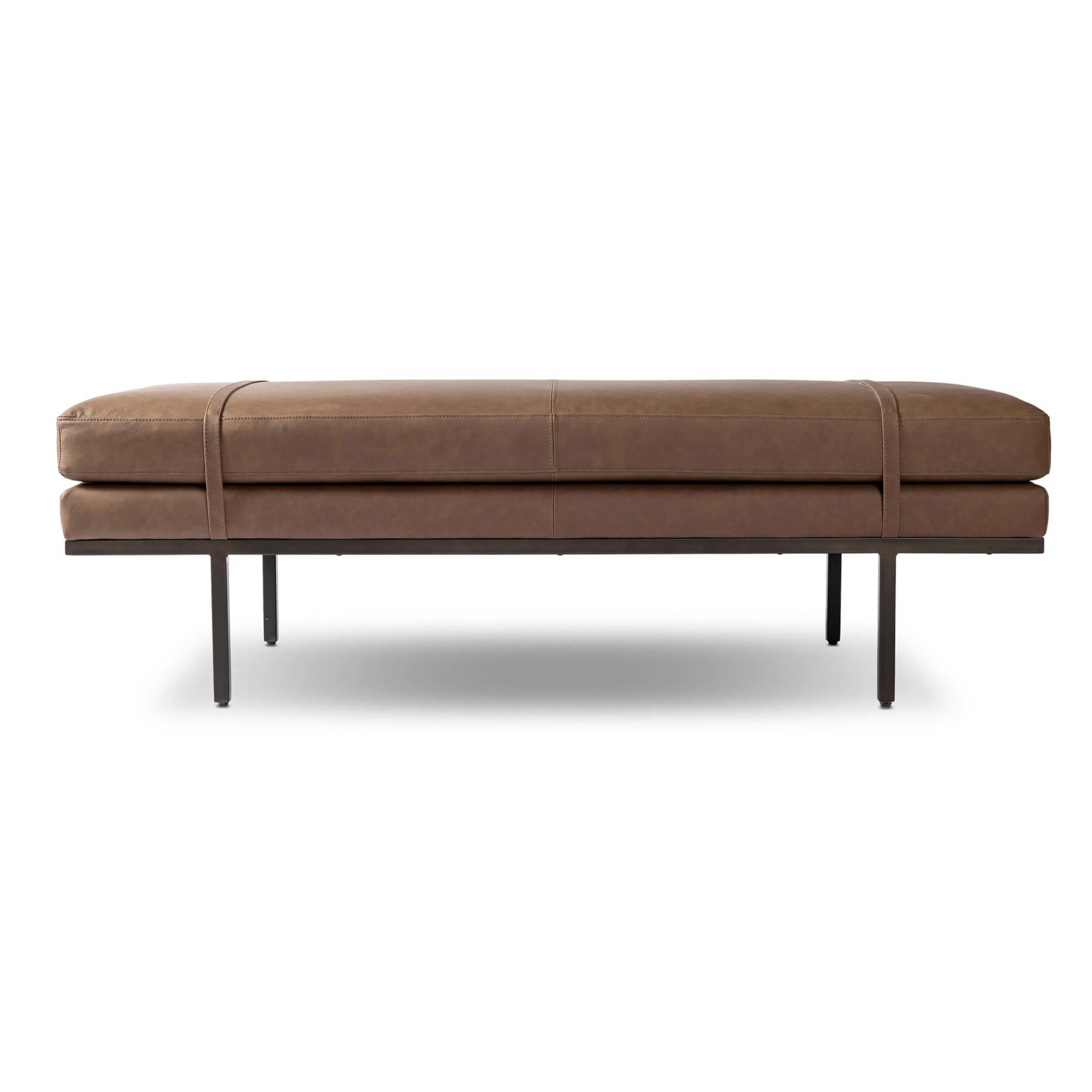 Harris Leather Accent Bench, Maestro Cigar by Four Hands - Image 2