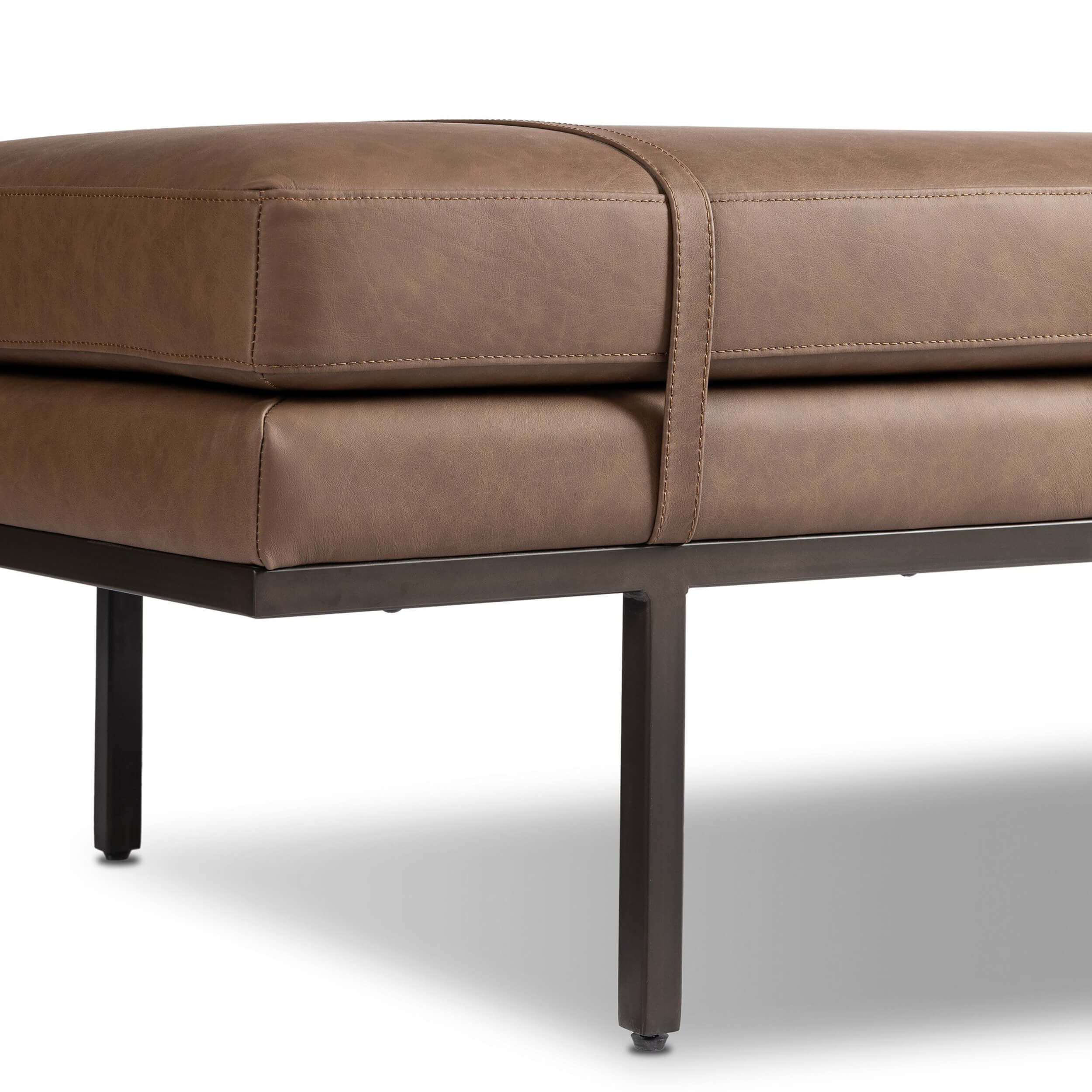 Harris Leather Accent Bench, Maestro Cigar by Four Hands - Image 5