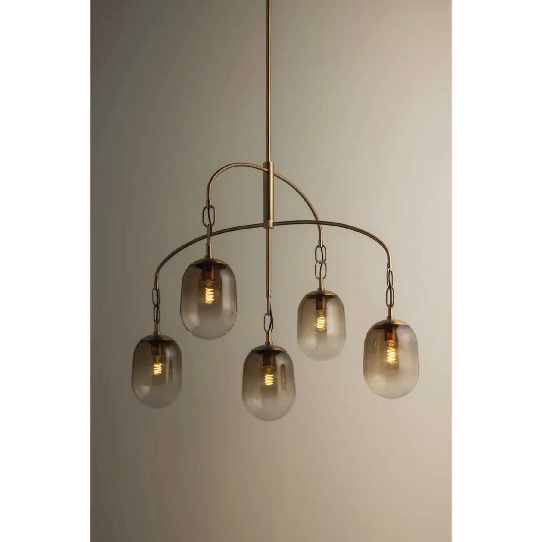 Harvey 5 Light Chandelier, Patina Brass - Image 2