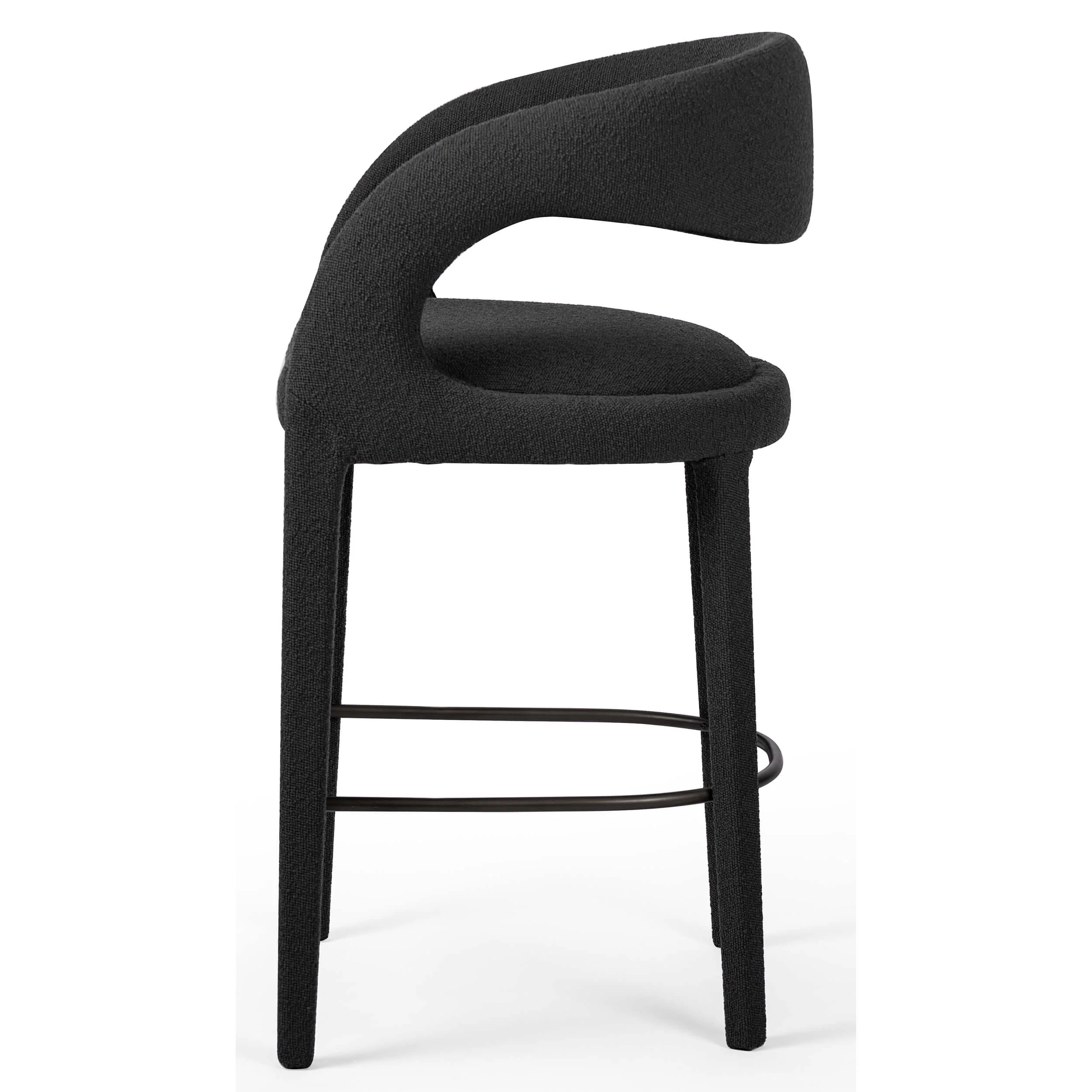 Hawkins Bar Stool, Fiqa Boucle Charcoal by Four Hands - Image 2