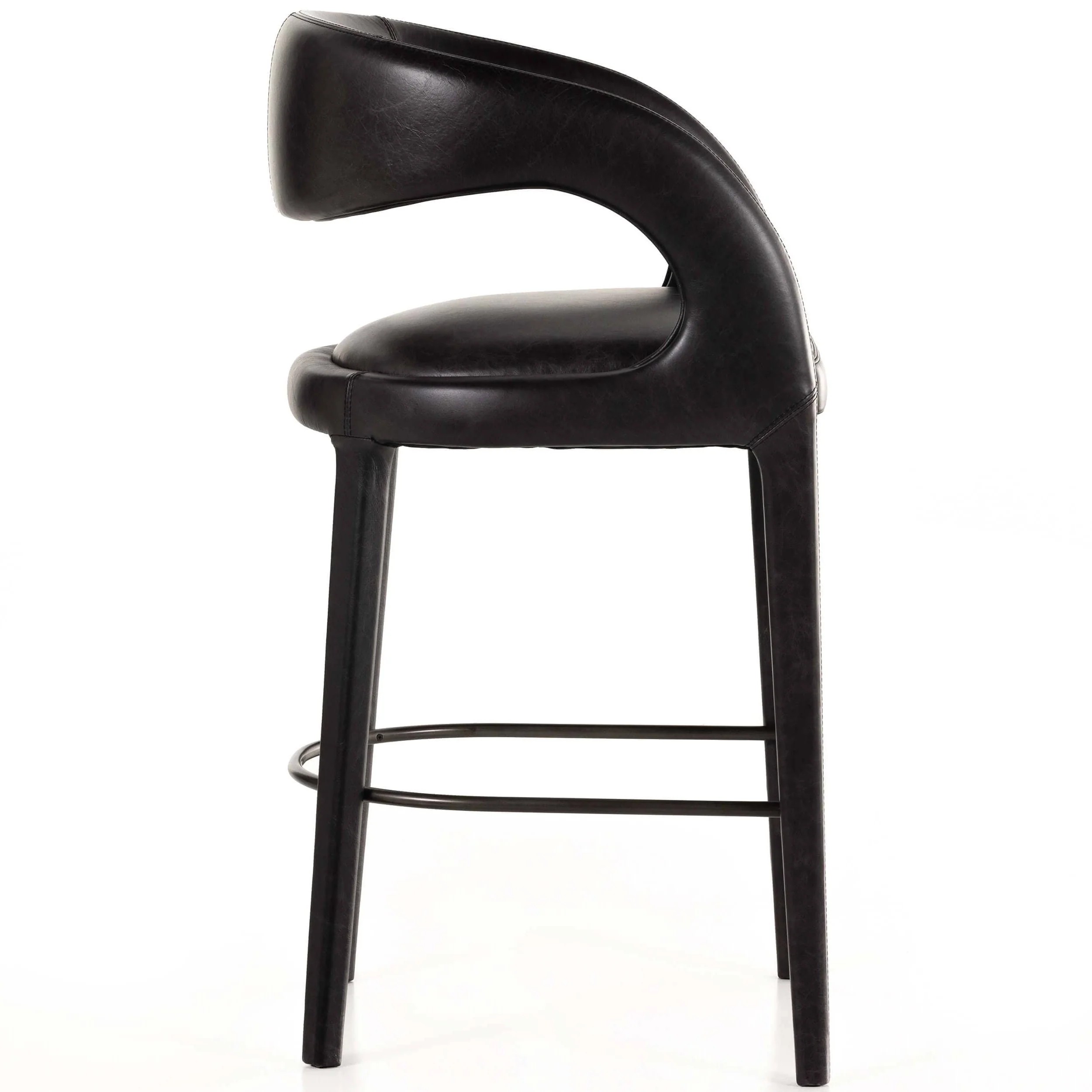 Hawkins Leather Bar & Counter Stool, Sonoma Black by Four Hands - Image 3