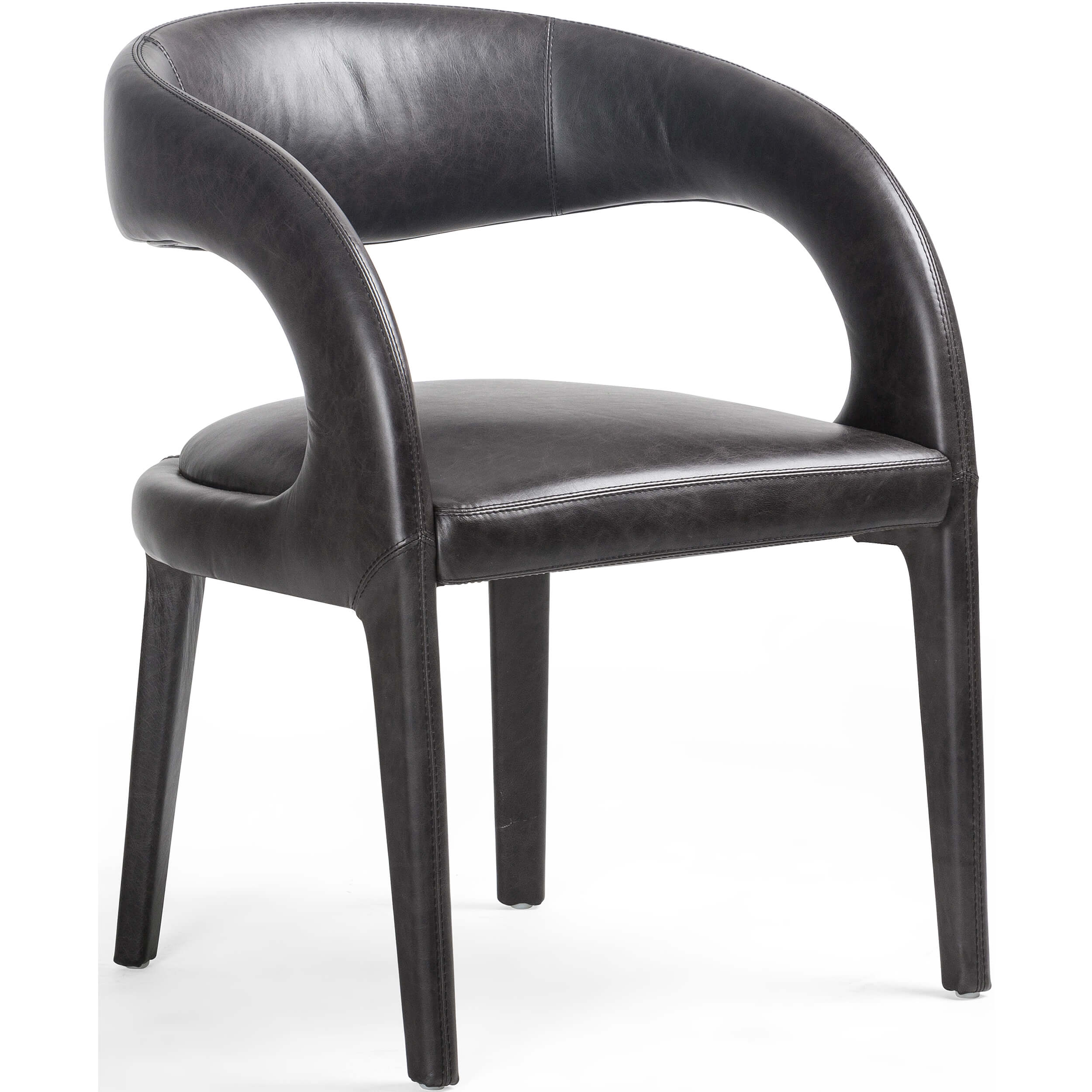Hawkins Leather Dining Chair, Sonoma Black, Set of 2 by Four Hands