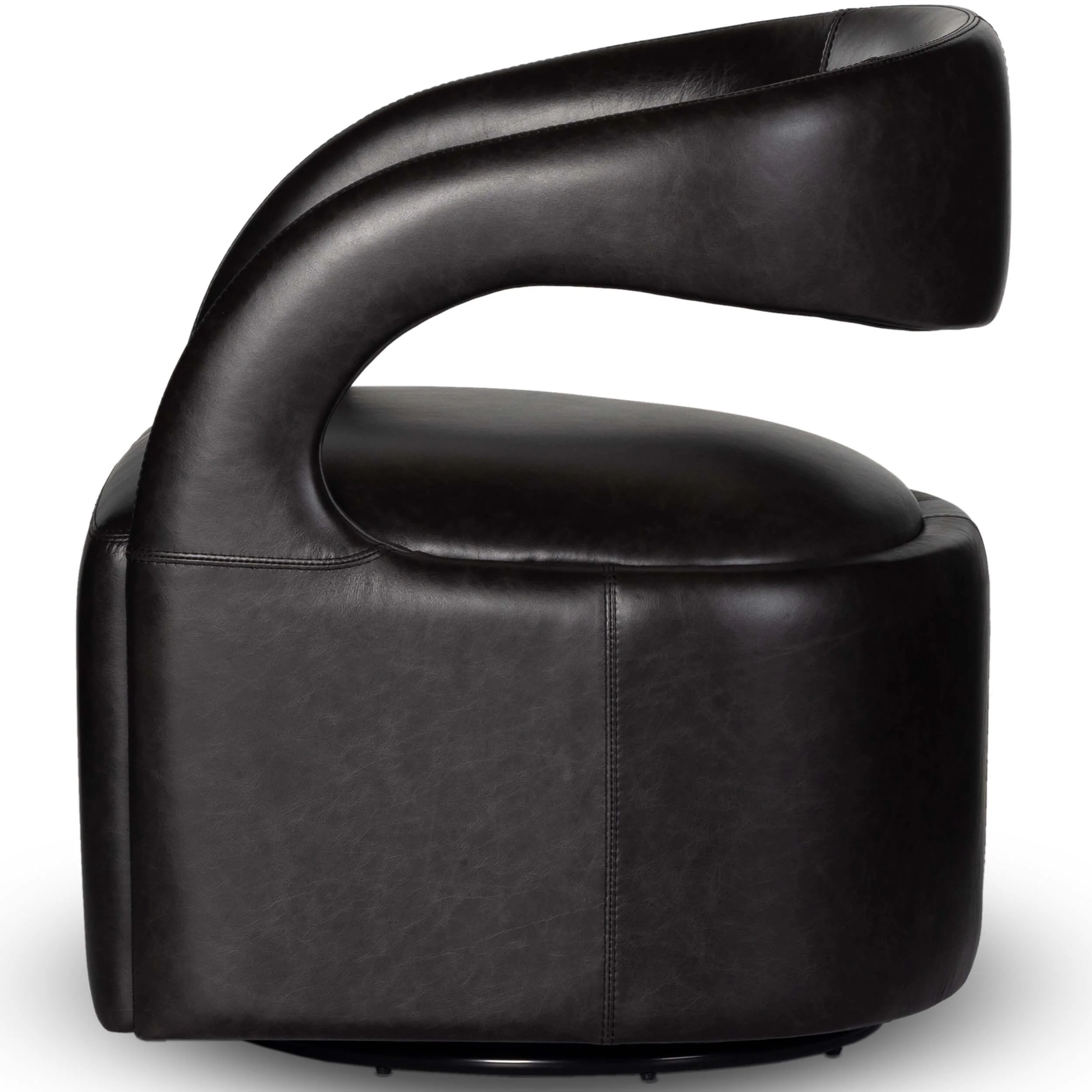 Hawkins Leather Swivel Chair, Sonoma Black - Image 2