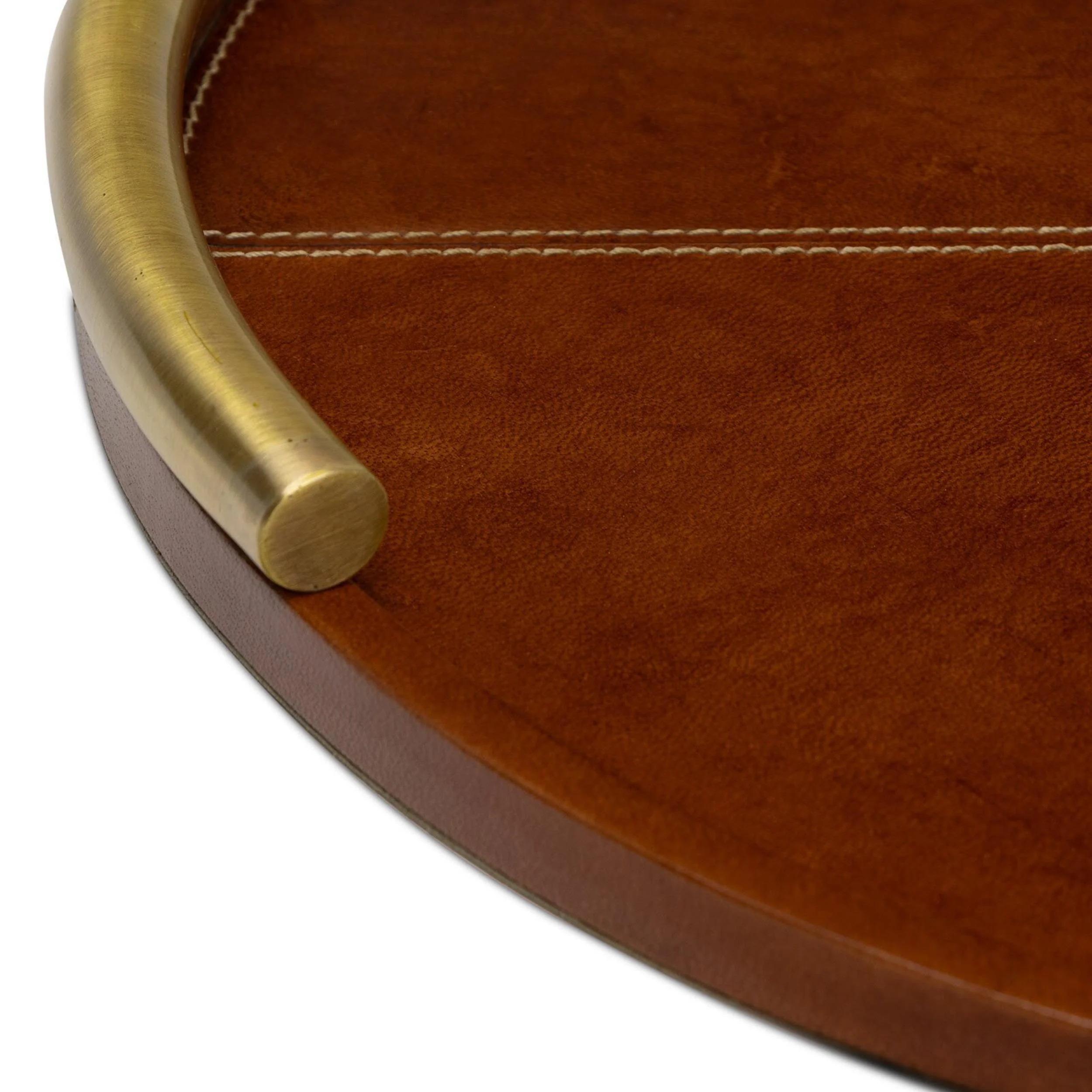 Hayes Leather Round Tray, Tan - Image 2