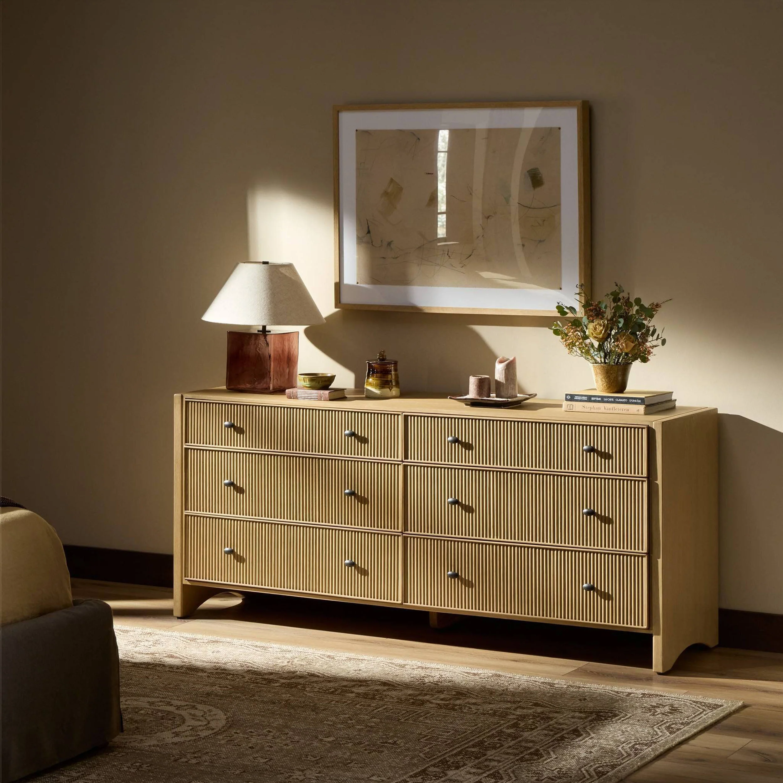 Hazel 6 Drawer Dresser, Light Wash by Four Hands - Image 7