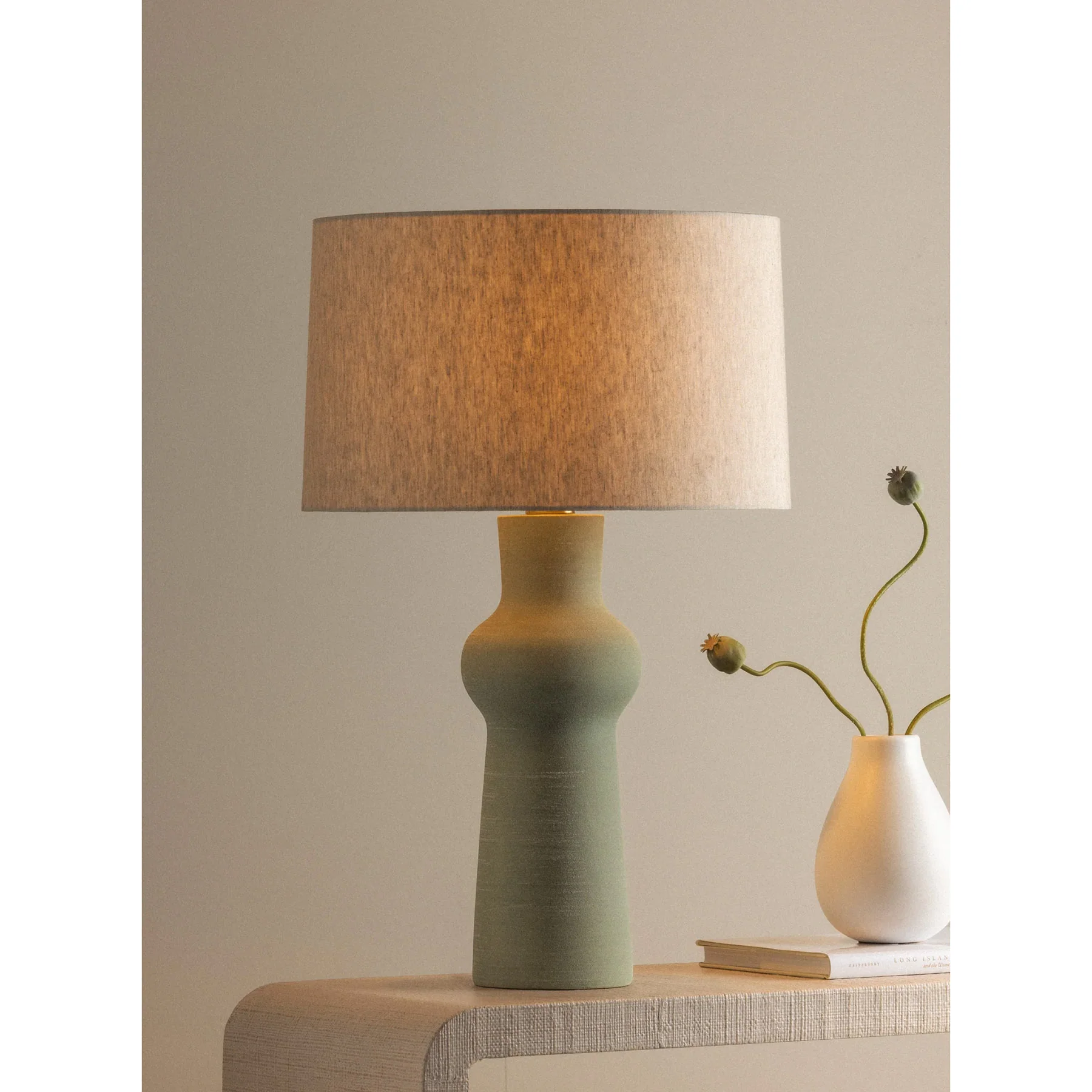 Heathway Table Lamp, Aged Brass/Ceramic Hazy Jade - Image 5