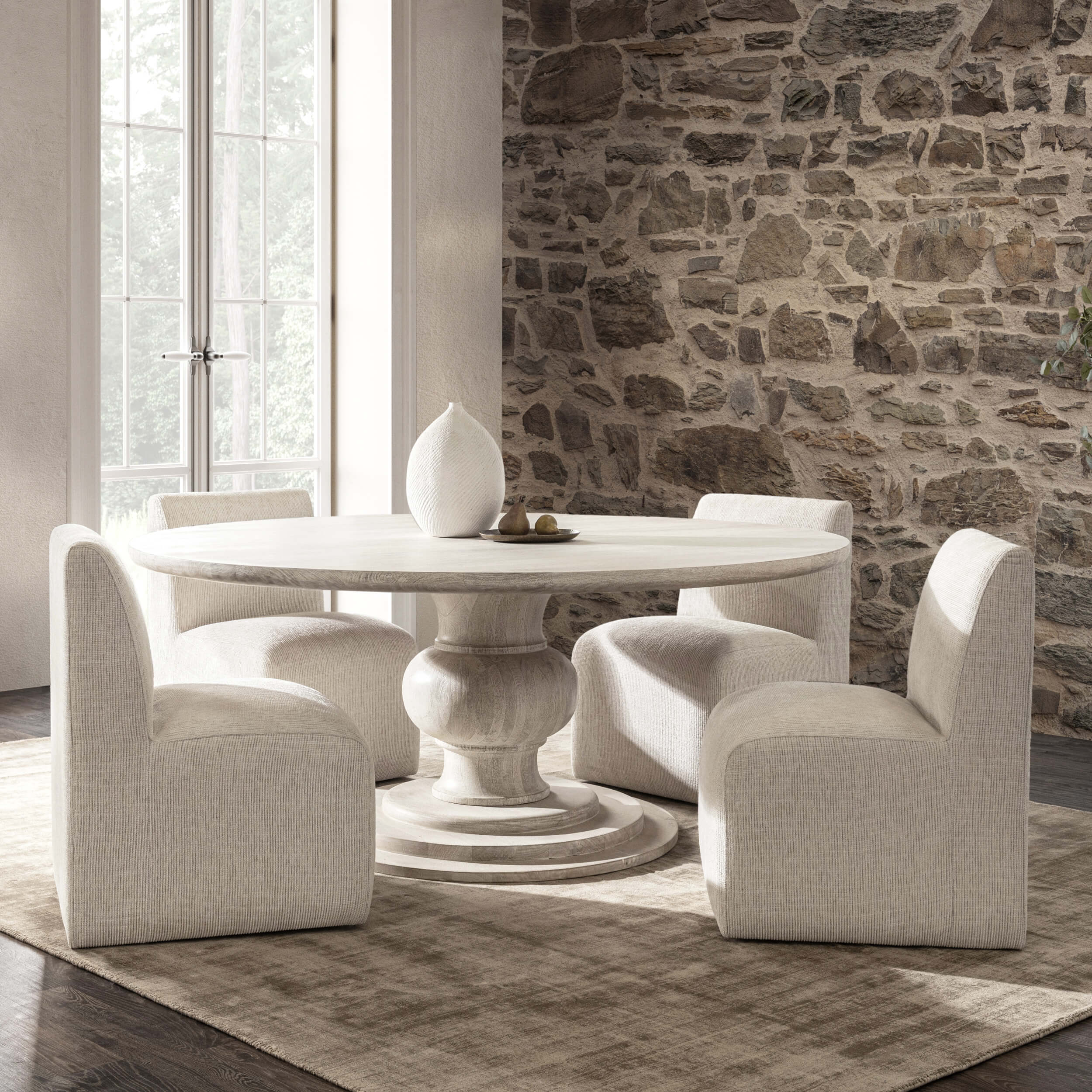 Hera Round Dining Table, Creamwood - Image 6