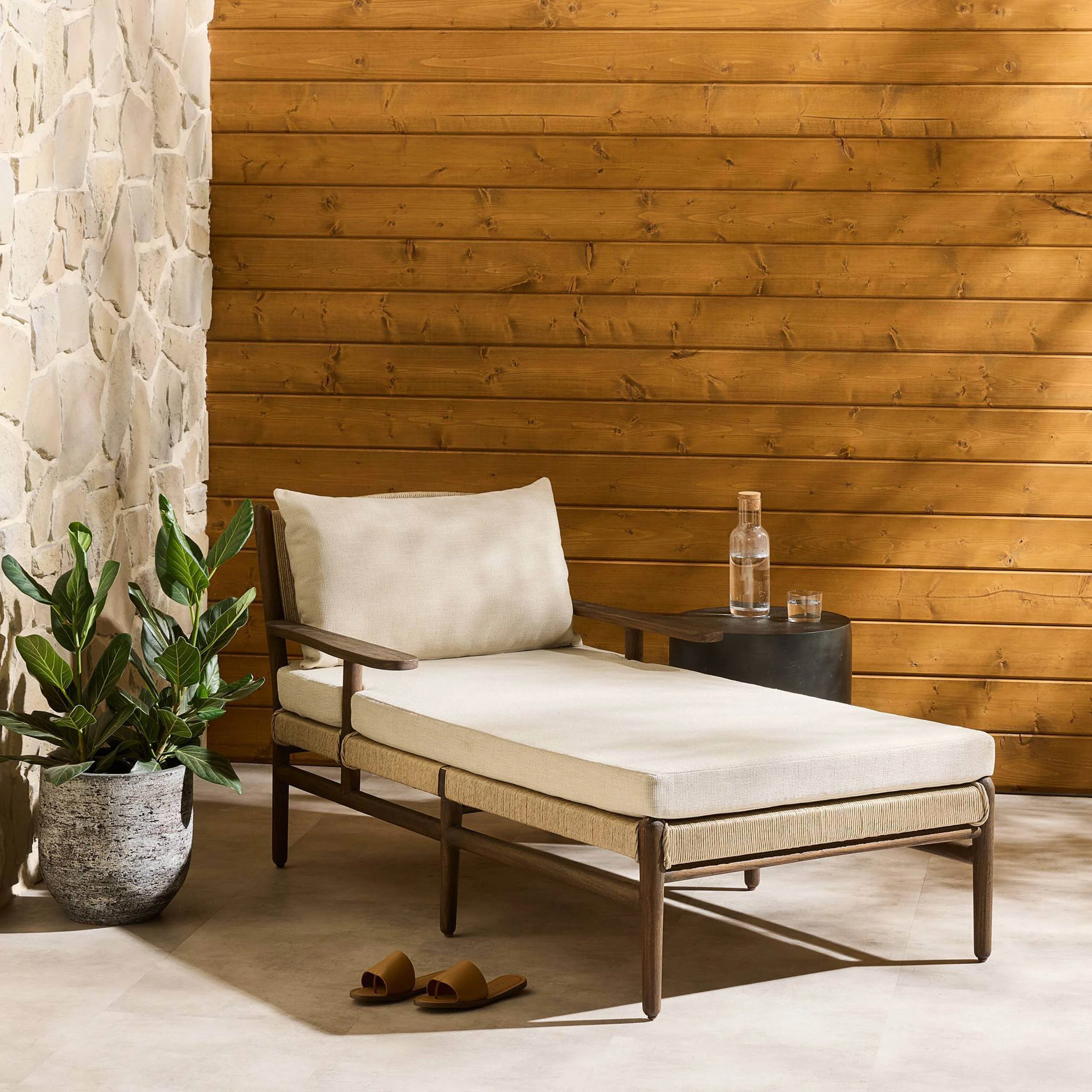 Herrin Outdoor Chaise, Liller Flax by Four Hands - Image 7