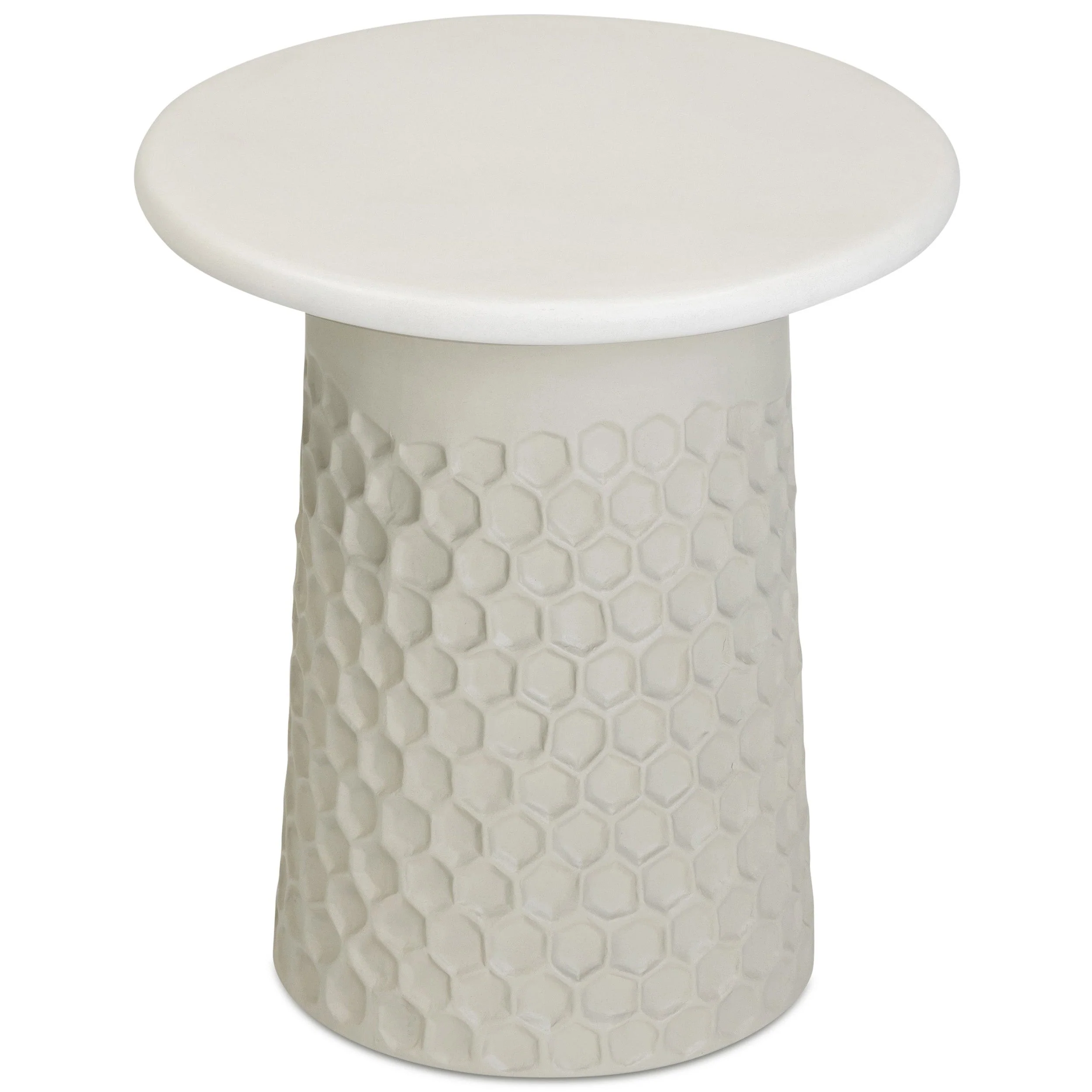 Hessa Outdoor Chiseled Side Table, Antique White - Image 2