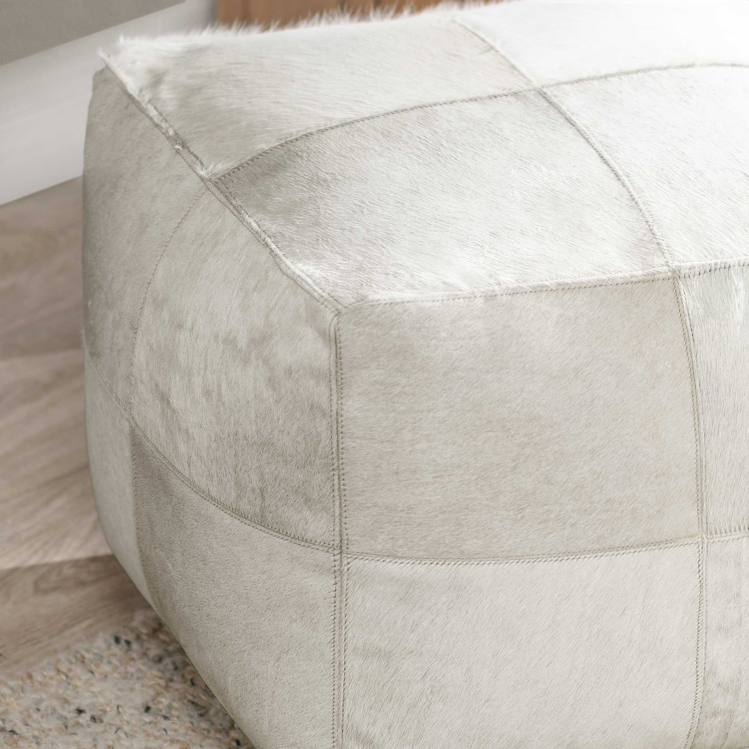 Hide Pouf, Ivory - Image 3