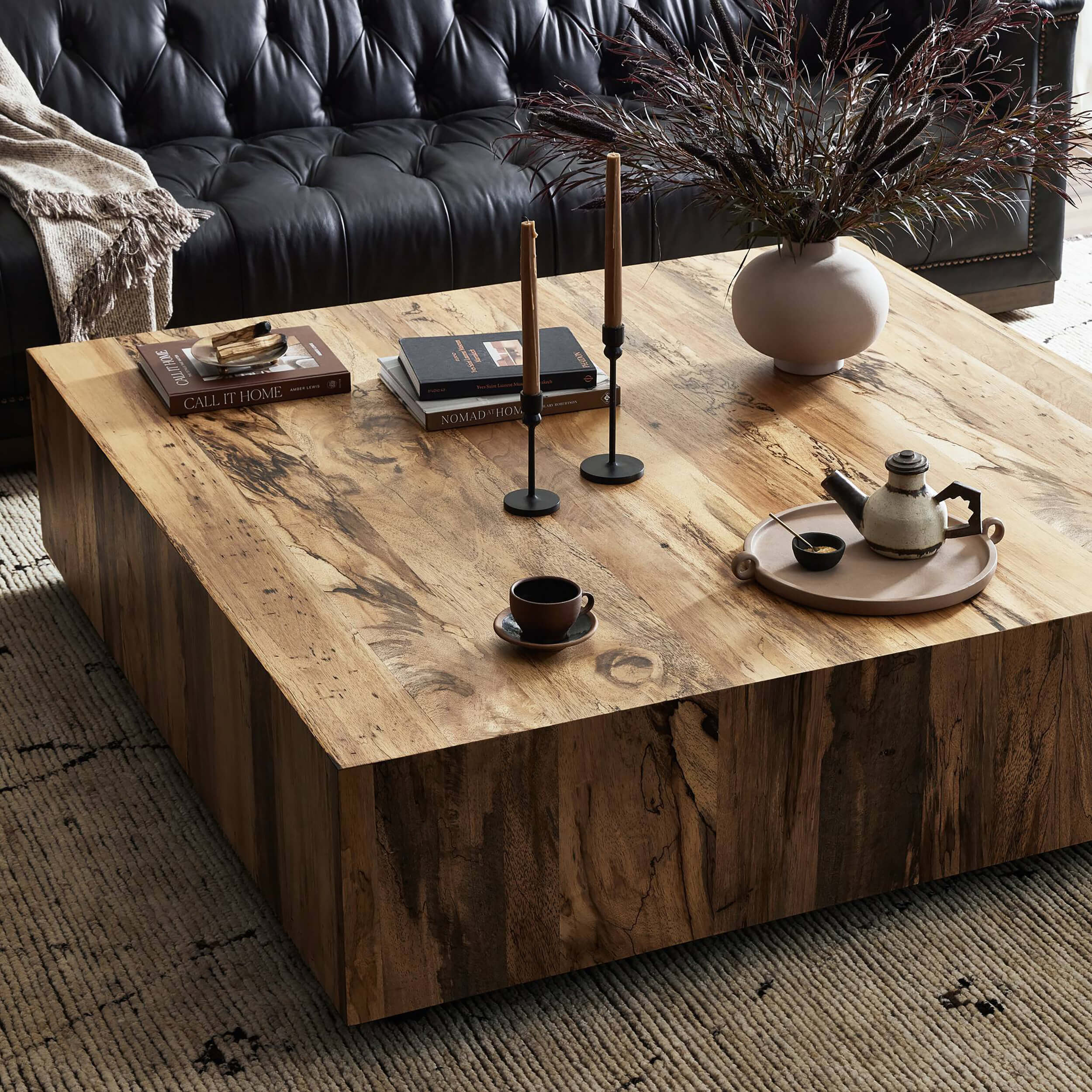 Hudson Large Square Coffee Table, Spalted Primavera by Four Hands - Image 6