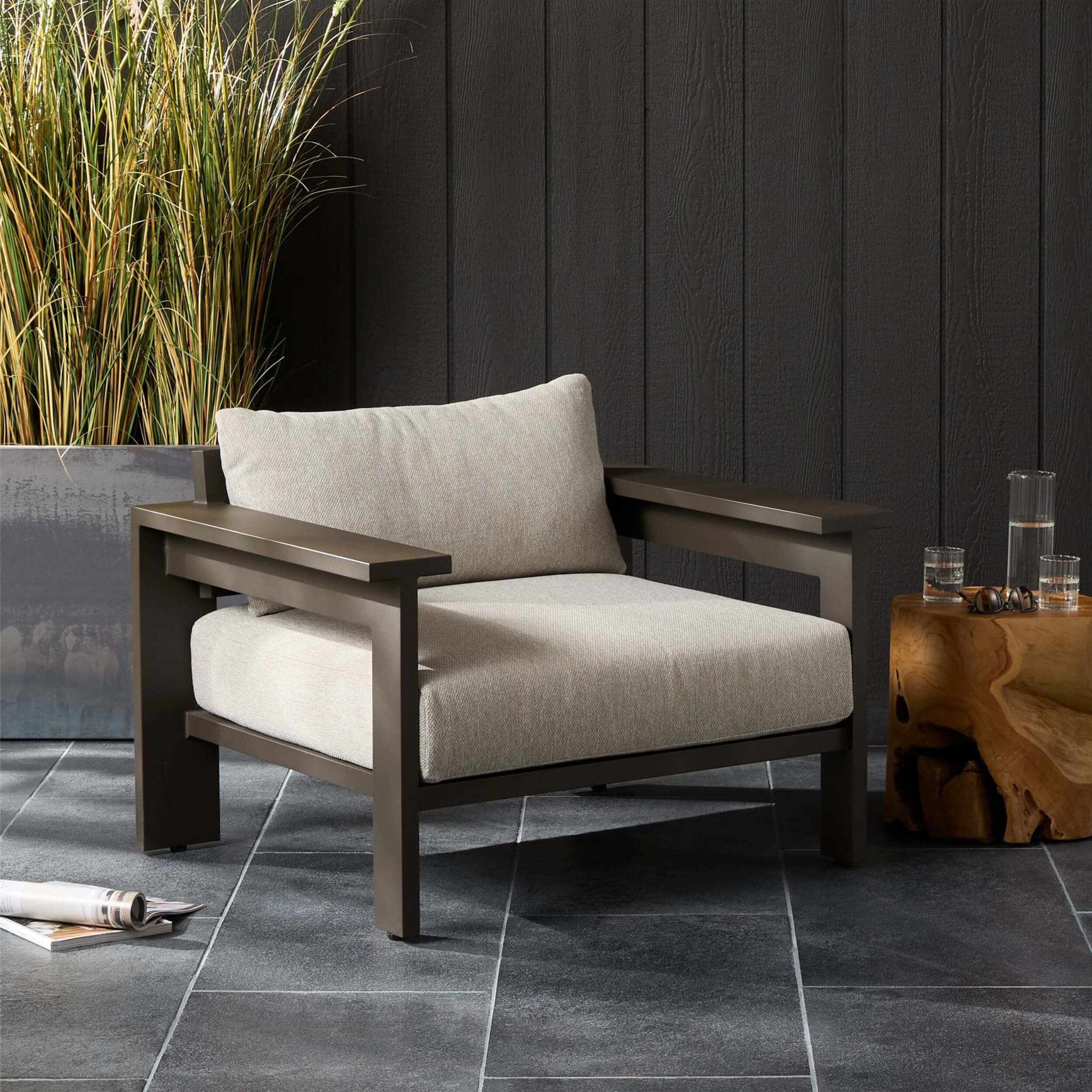 Hyder Outdoor Chair, Concha Fog by Four Hands - Image 5
