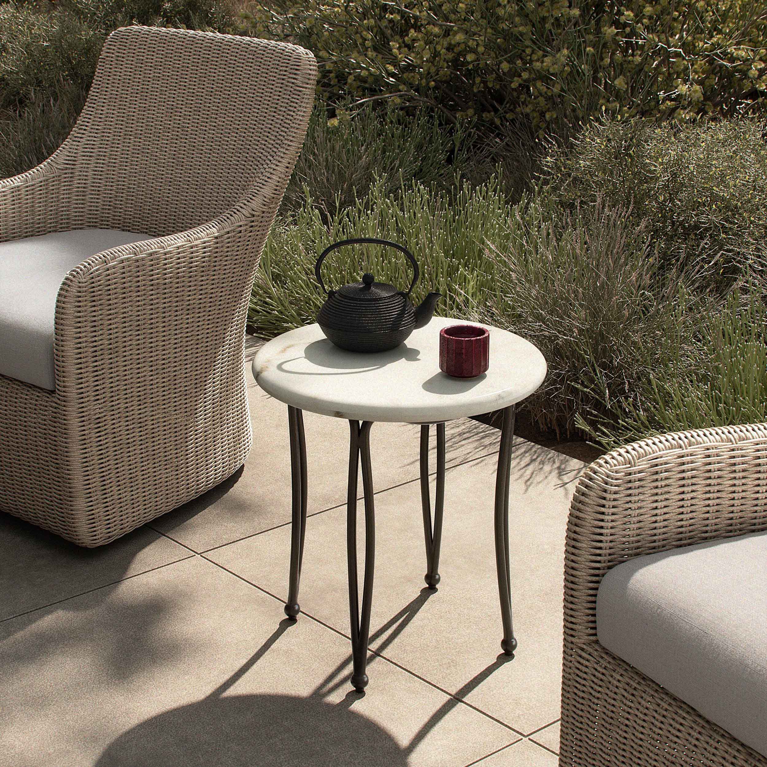 Idalia Outdoor End Table, White by Four Hands - Image 7