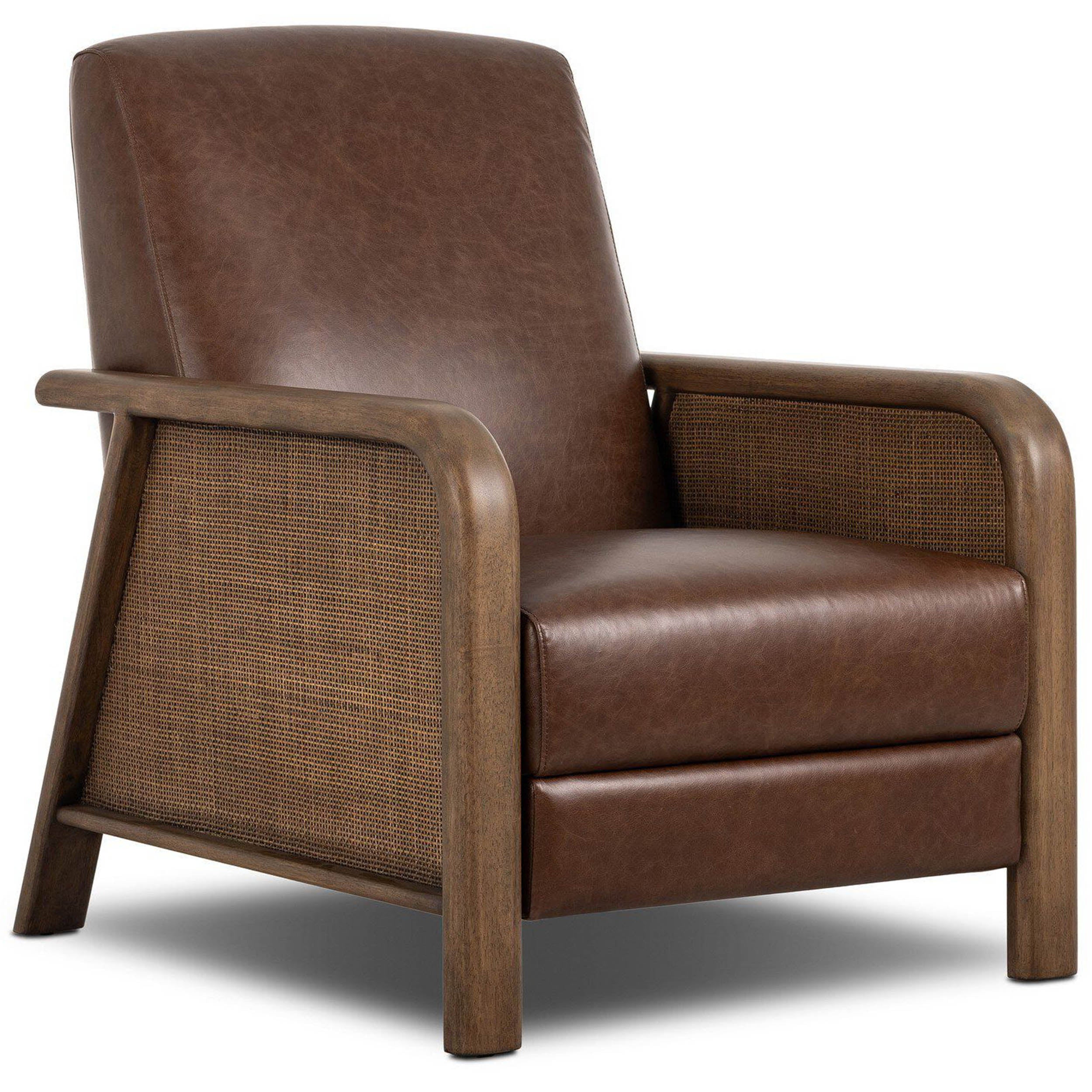Janek Leather Recliner, Havana Brown by Four Hands